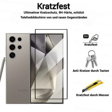 OLi Schutzfolie 2X 9D mit Ränder Displayschutzglas für Samsung Galaxy S24 Ultra, (Spar-Set, 2-St), Stoßfeste Panzer Schutz Glass Kratzfest