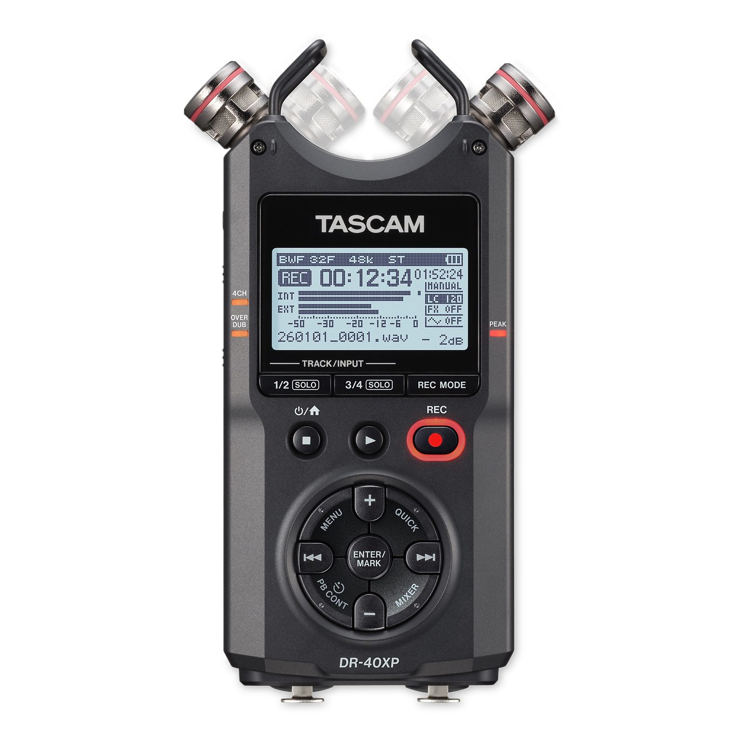 Tascam Tascam Audio-Recorder DR-40XP 4-Kanal Aufnahmegerät Digitales Aufnahmegerät (Aufnahme mit 32-Bit-Float-Auflösung)