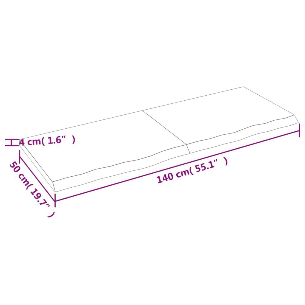 furnicato Tischplatte 140x50x(2-4)cm Eiche Massivholz Behandelt