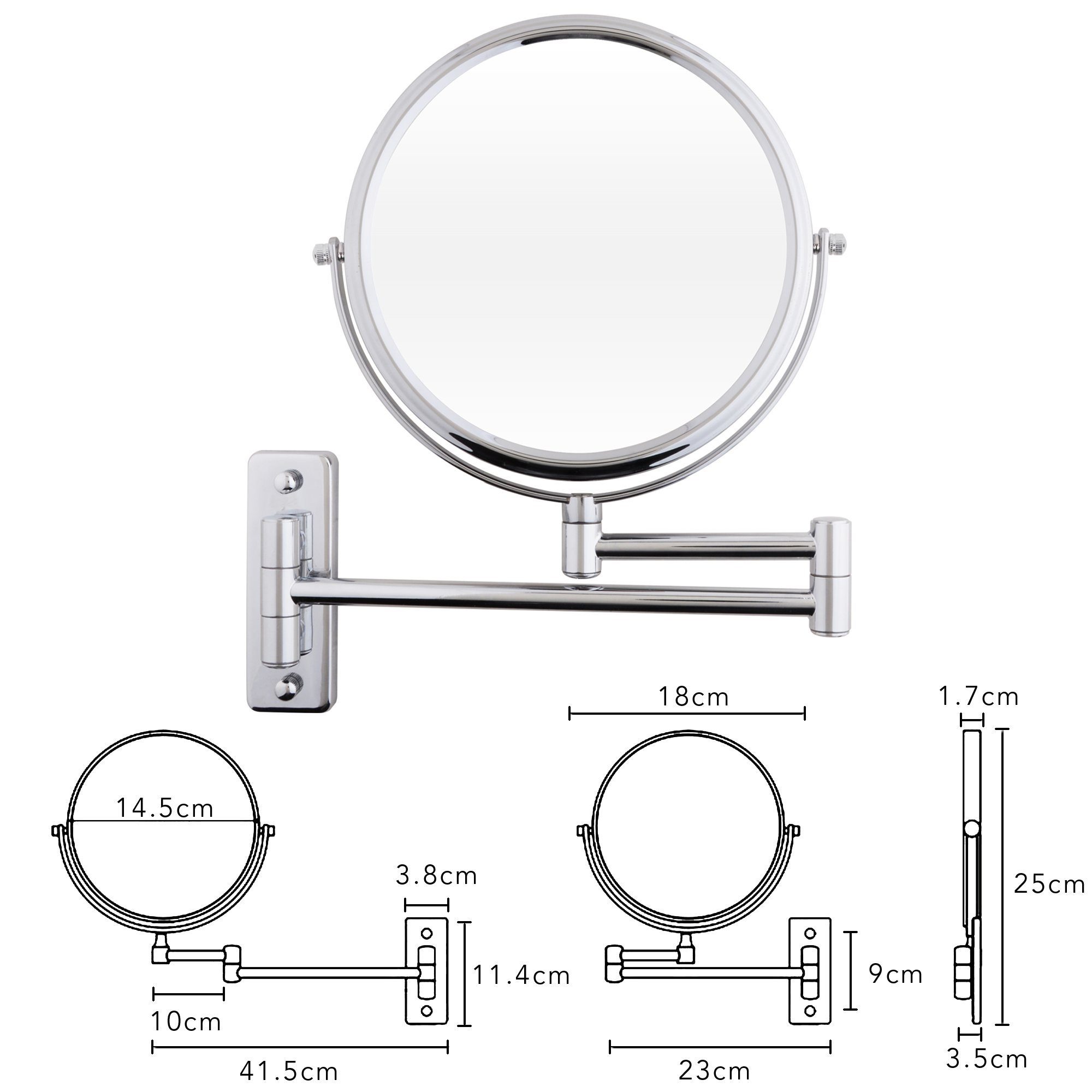 Melko Kosmetikspiegel Schminkspiegel Kosmetikspiegel Wandspiegel Vergrößerung (Stück), 10-fach 10-facher