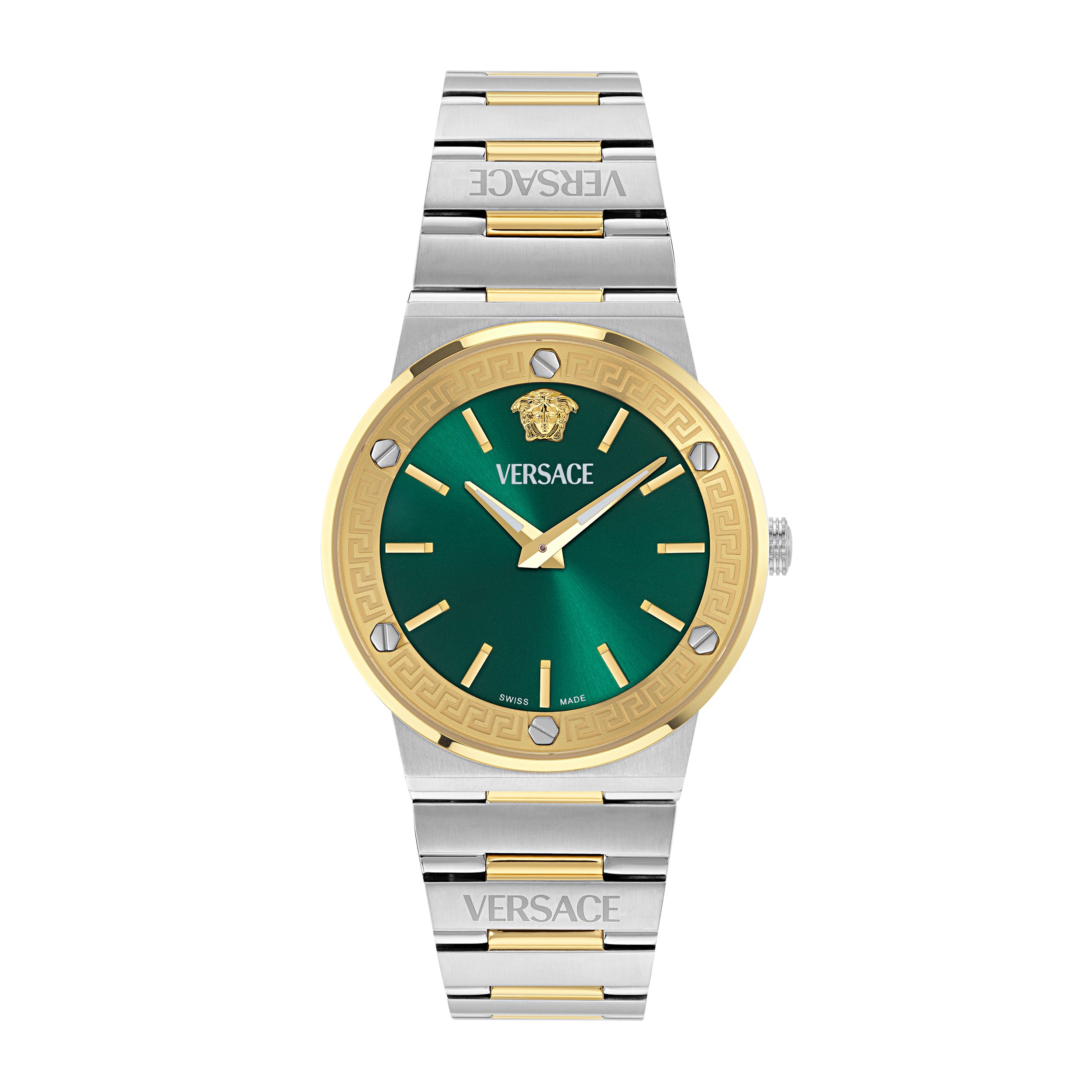 Versace Quarzuhr GRECA LOGO AEREO VE5Q00526, Armbanduhr, Damenuhr, Herrenuhr, Swiss Made, Edelstahlarmband, analog