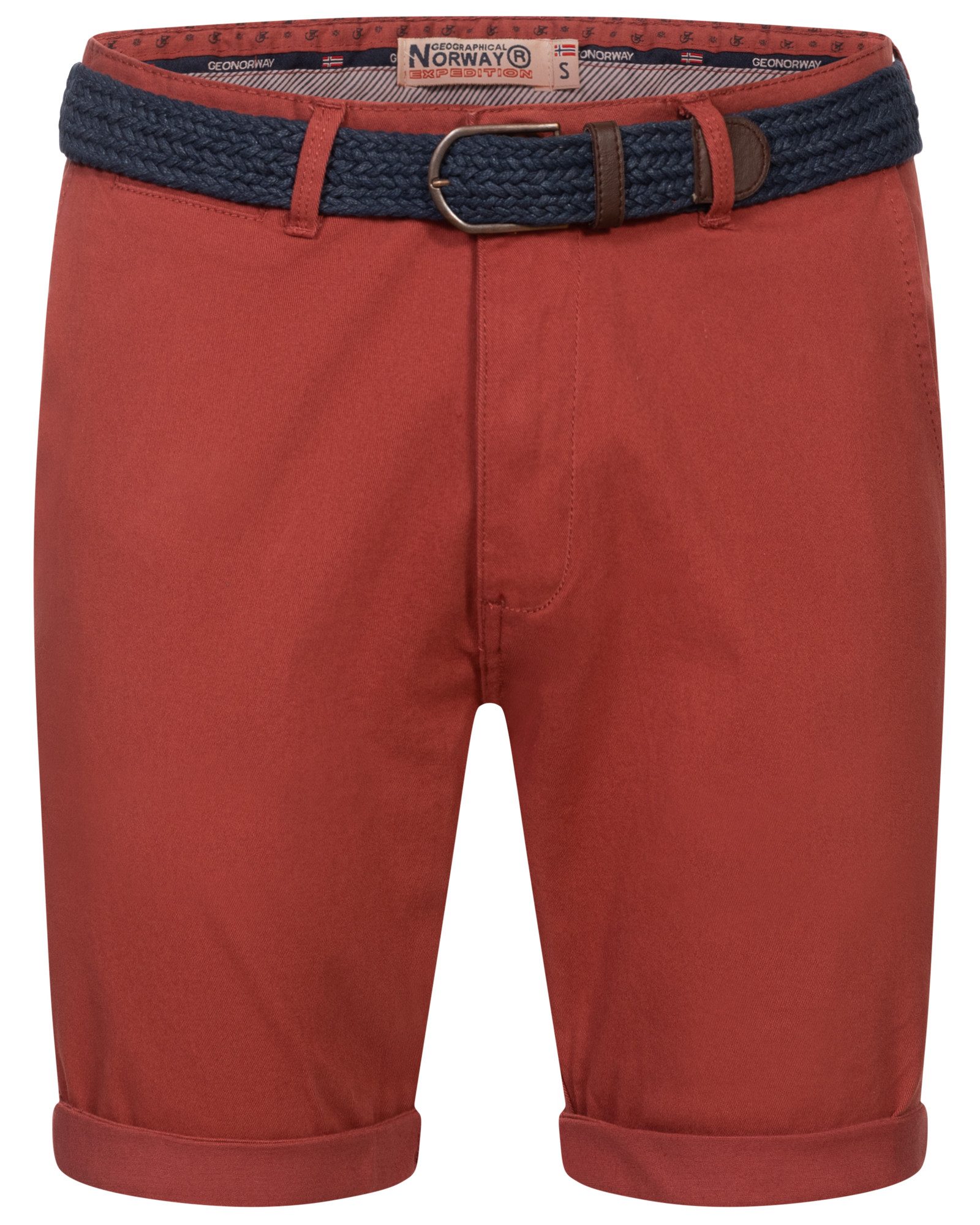 Geographical Norway Bermudas Chino Shorts kurze Hose Bermuda Knielang Stoff bequem mit Gürtel short – Bild 2 von 5