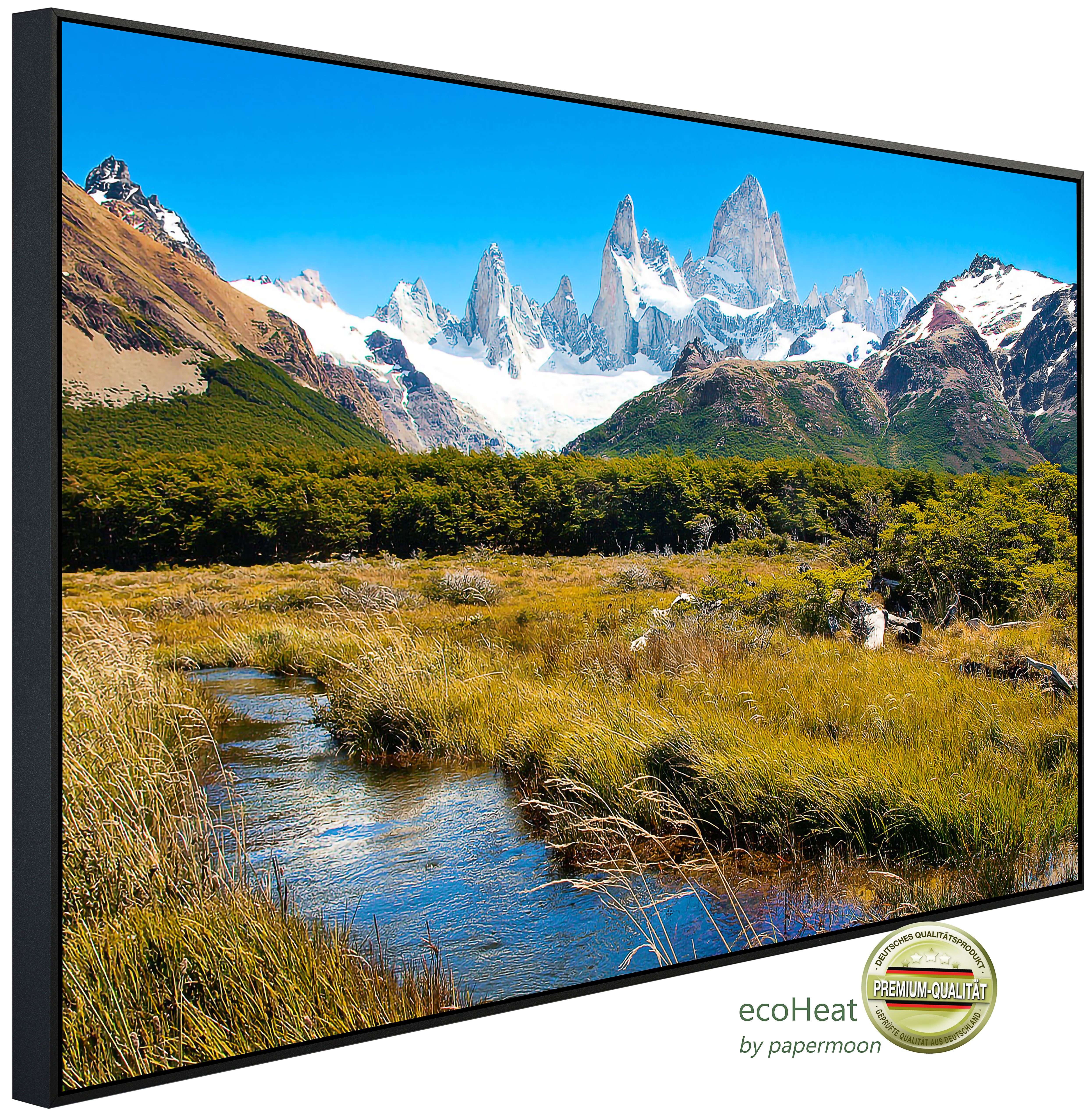 Papermoon Infrarotheizung INFRAROT-BILD-HEIZUNG, Berge in Patagonien, TÜV-Rheinland/GS zertifiziert, angenehme Strahlungswärme