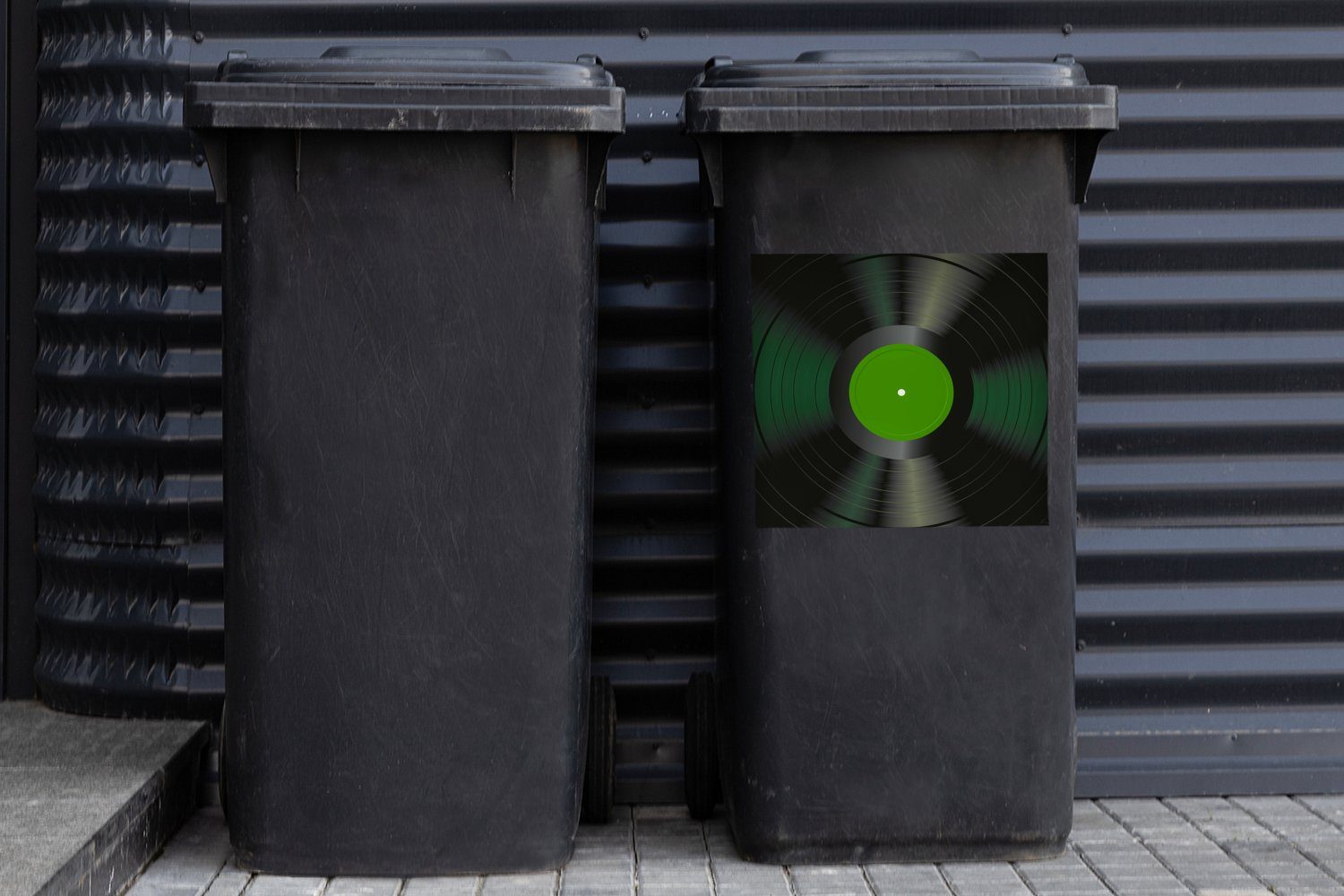MuchoWow Wandsticker Retro Mülleimer-aufkleber, Sticker, Abfalbehälter Container, - Mülltonne, LP Vinyl - (1 St), - Grün