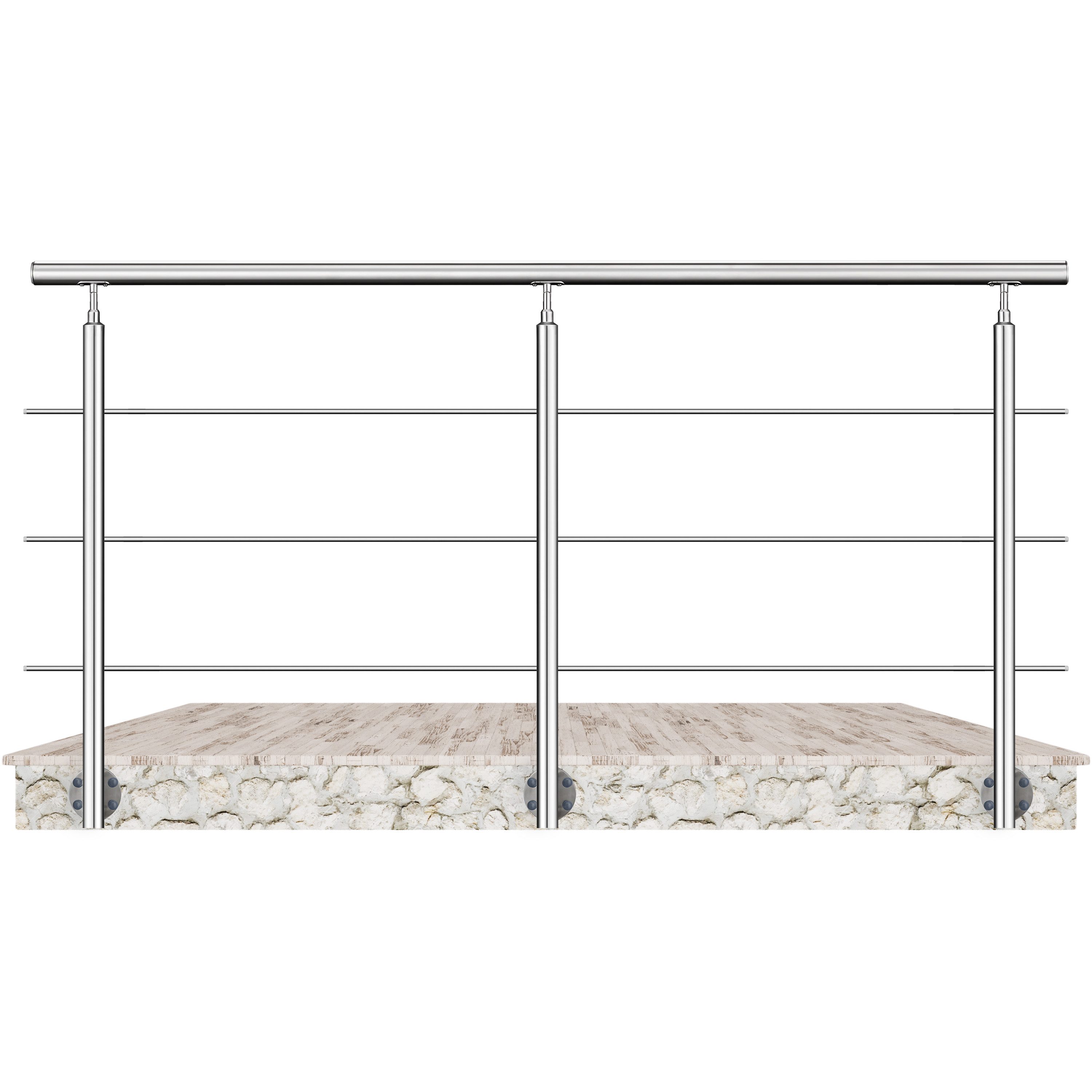 duschspa Treppengeländer Edelstahl Geländer Set (seitl. Montage) mit 3/5 Querstäbe, Innen/Außen, 240 cm Länge, 3-tlg., L 100-240cm, 304-Edelstahl, Winkelverstellbar, Rostfrei & Wetterfest
