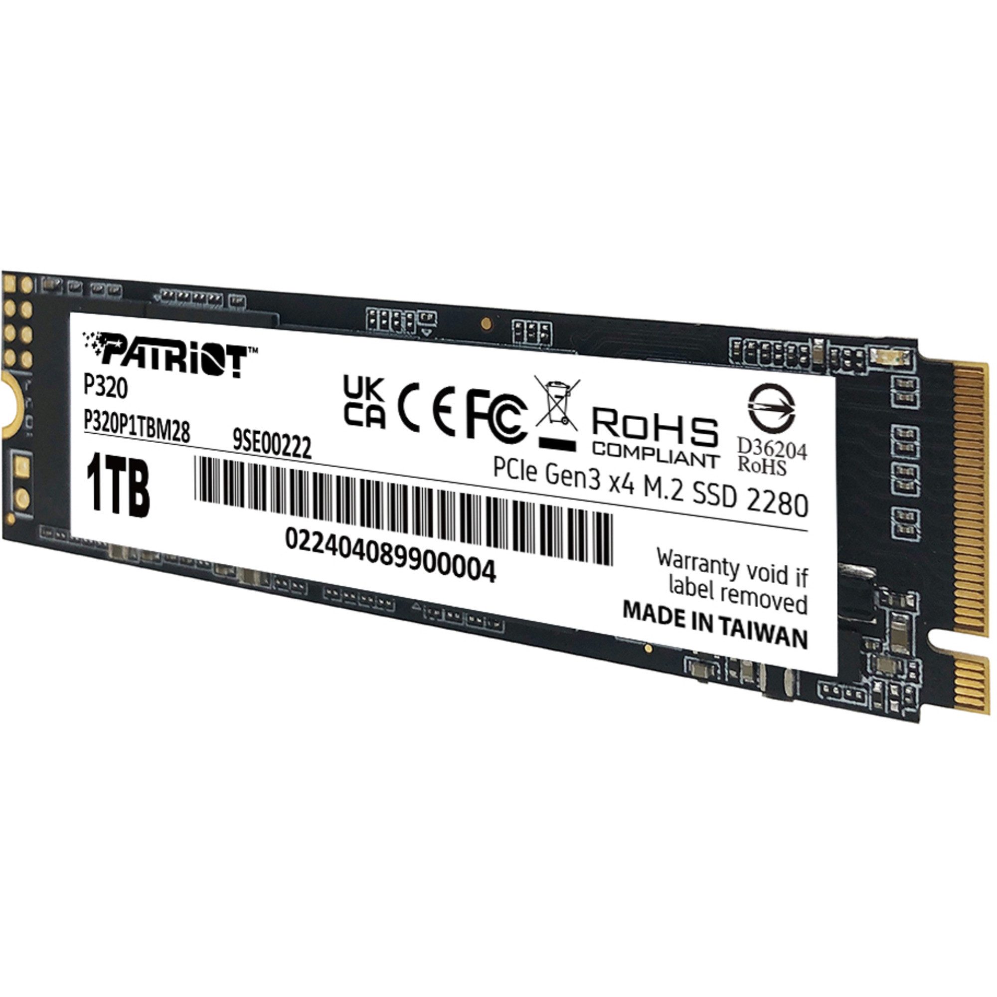 Patriot Patriot P320 1 TB, SSD, (PCIe 3.0 x4, NVMe 1.3, interne HDD-Festplatte (1 TB) Steckkarte"