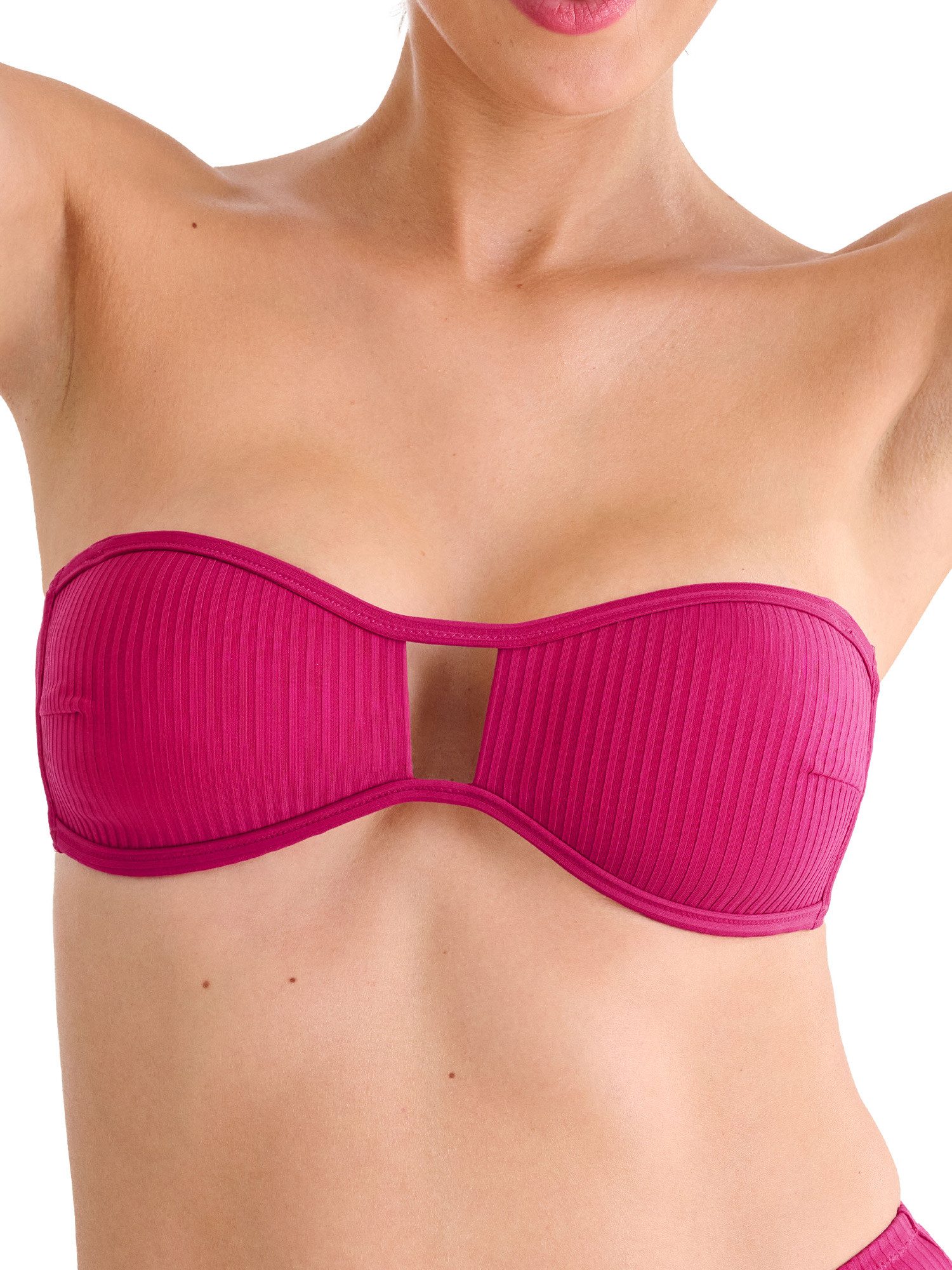 Lisca Balconette-Bikini-Top Bandeau Bikini-Oberteil Florida (Stück, 1-St), vorgeformte Schalen-Cups, Clean-Chic Doppelripp Optik