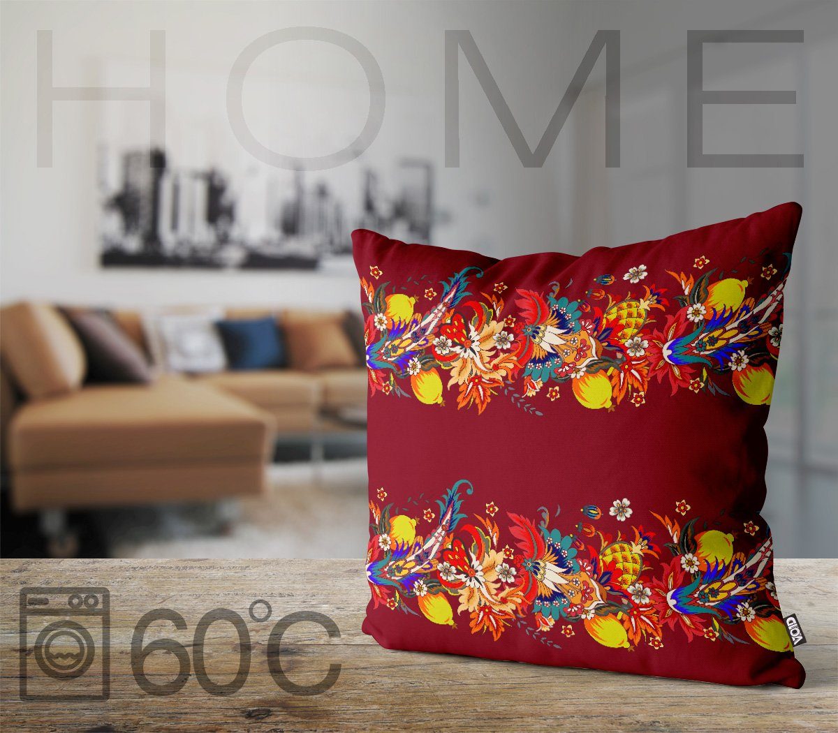 Obst Früchte Blätter Bauern Orient Kissenbezug, Indien Orientalisch Landhaus Sofa-Kissen Hochzeit Stück), Pf floral Hochzeit Afrika (1 VOID Blumen-Muster Tropen-Wald Asien