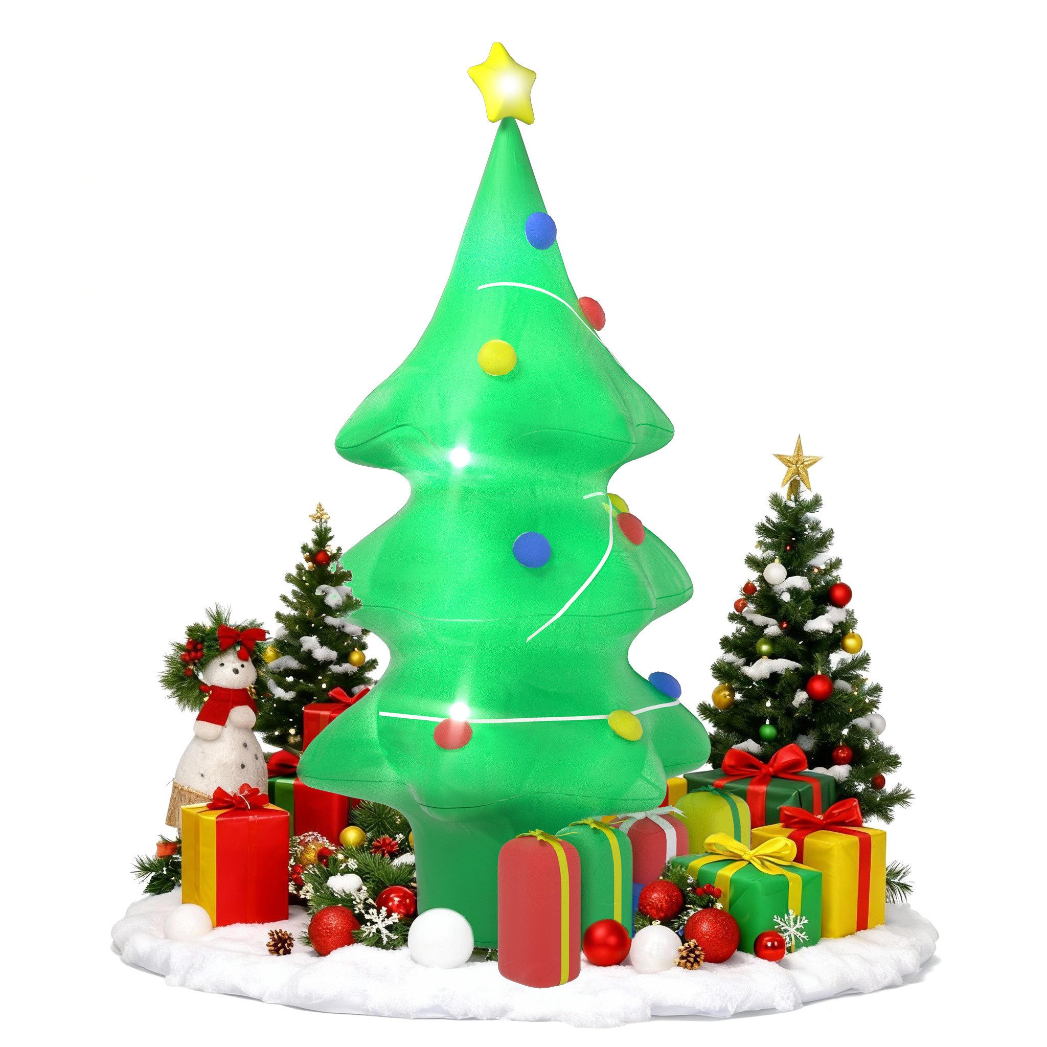 FIVMEN Schneemann 150/180/240cm Weihnachtsdeko Aufblasbarer Groß Santa Mit LEDs, Weihnachtsdekorationen für Garten Party