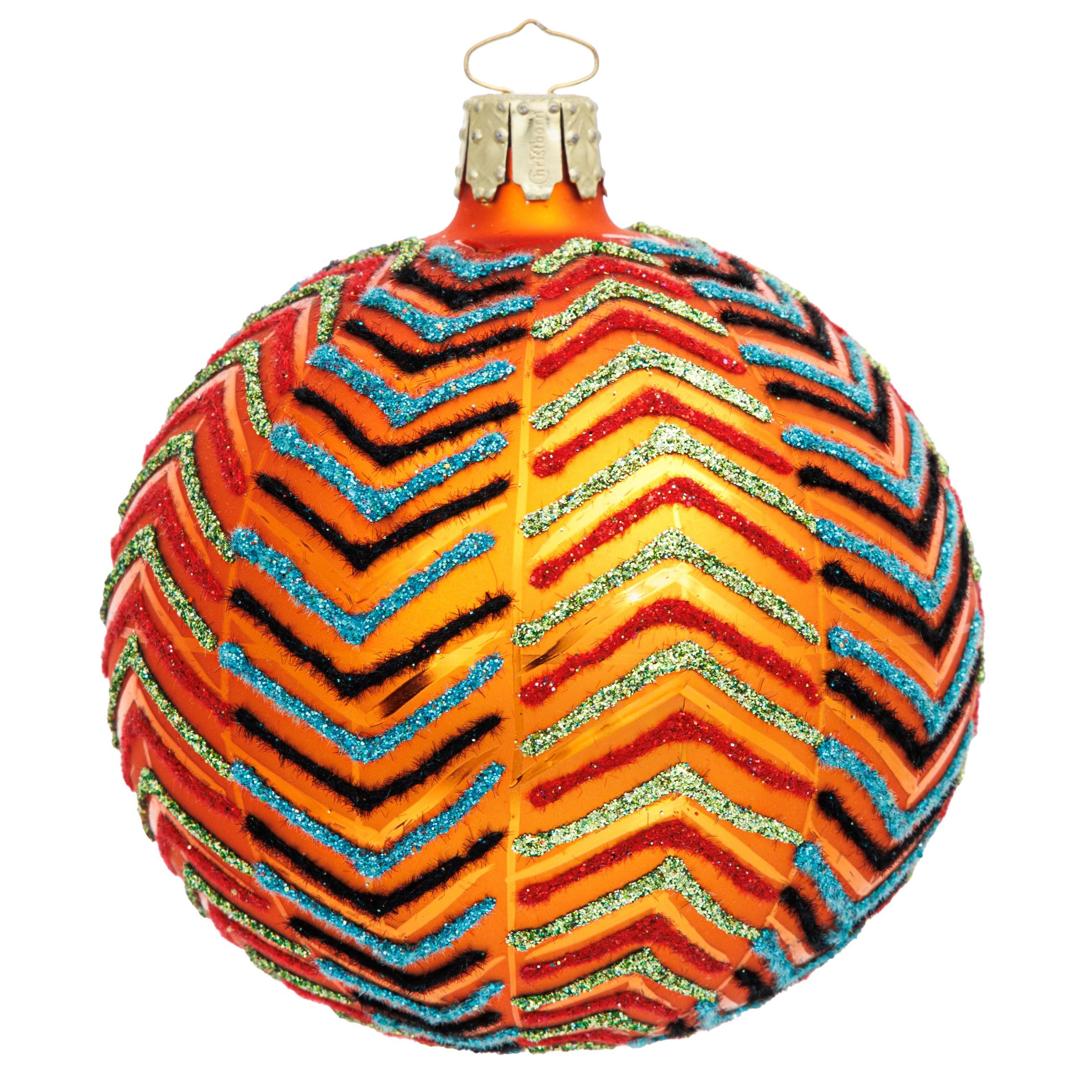 SIKORA Weihnachtsbaumkugel Premium Weihnachtskugel Glas Tribal Muster 8cm - Prestige Collection, Hochwertiger Christbaumschmuck - Made in Germany