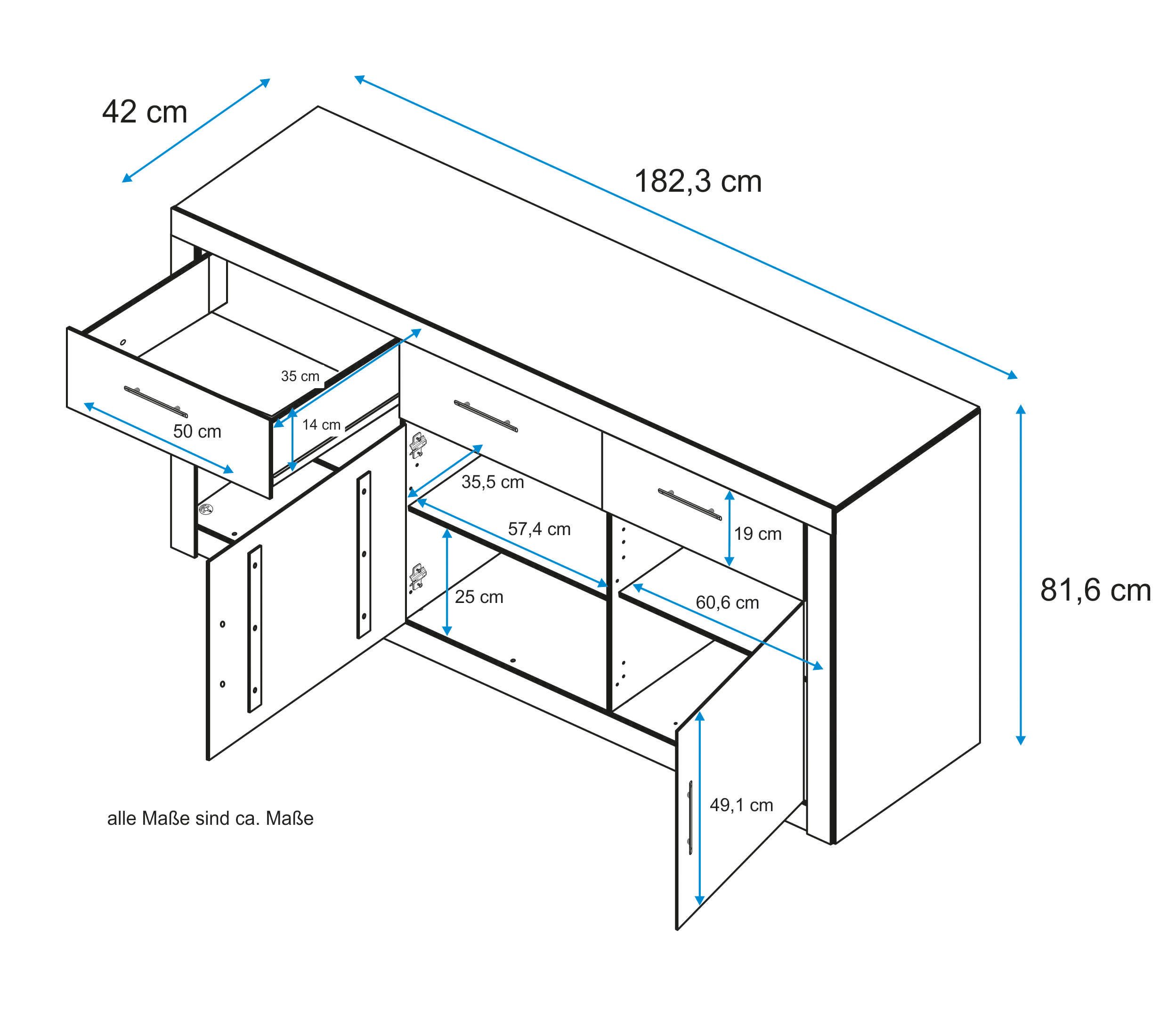 VOGL Möbelfabrik Sideboard Toronto, Breite 183 günstig online kaufen