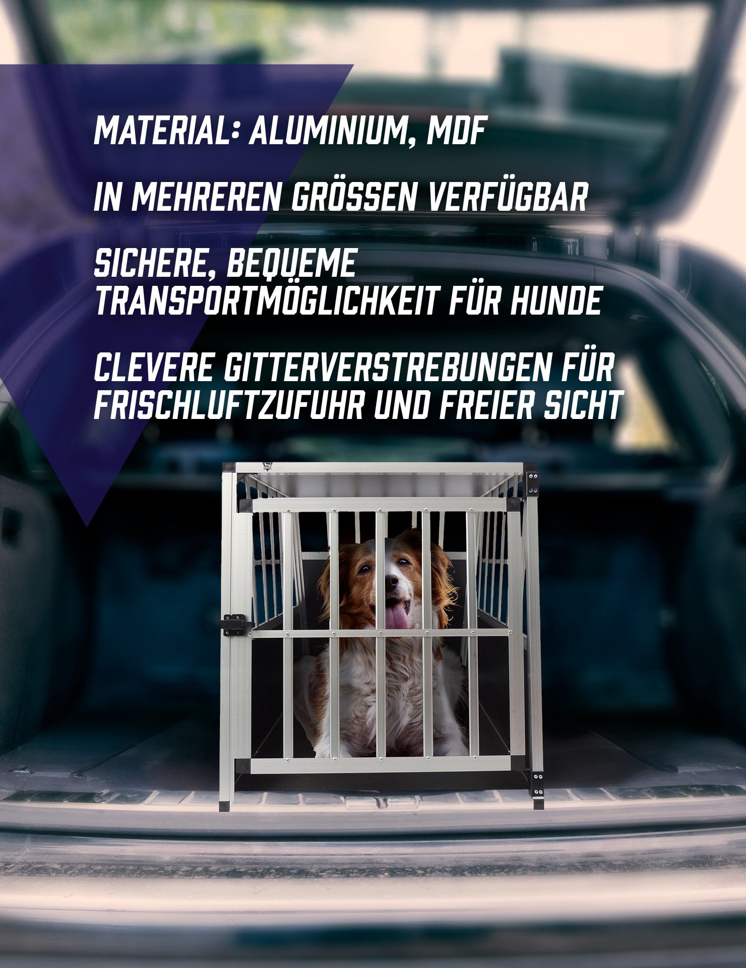 SPOCADO Hunde-Transportbox "Villa" schwarz/grau, wasser- und witterungsbeständig