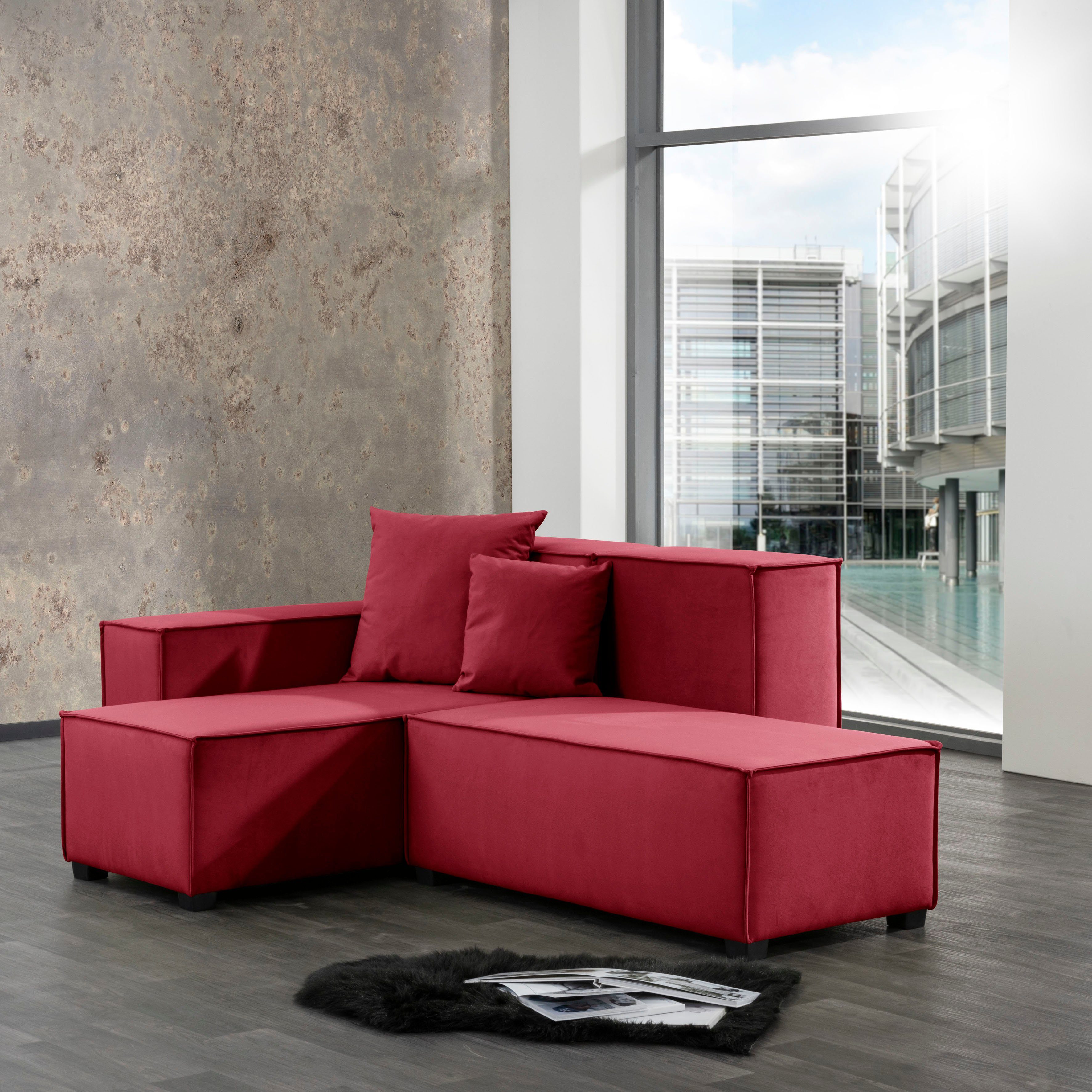 Max Winzer® Wohnlandschaft MOVE, Set, Sofa-Set 07 aus 5 Sitz-Elementen, inklusive 2 Zierkissen, kombinierbar rot