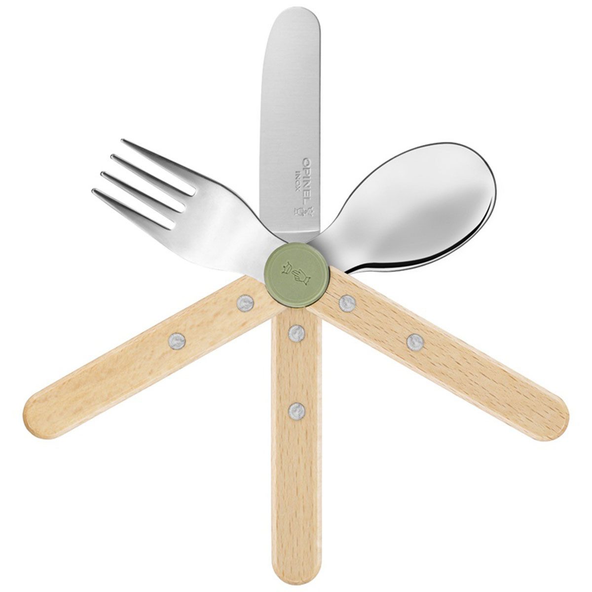 Opinel Taschenmesser LE PETIT GOURMET Kinderbesteck-Set - Olivgrün