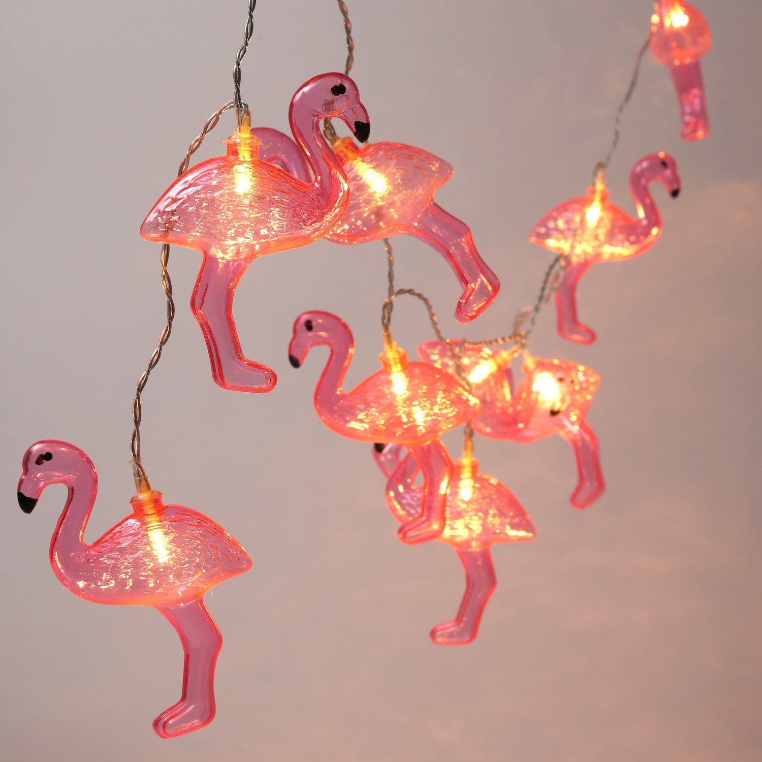 MARELIDA LED-Lichterkette LED Lichterkette Flamingo 10 pinke Flamingos  Karibik L: 1,35m Innen, 10-flammig
