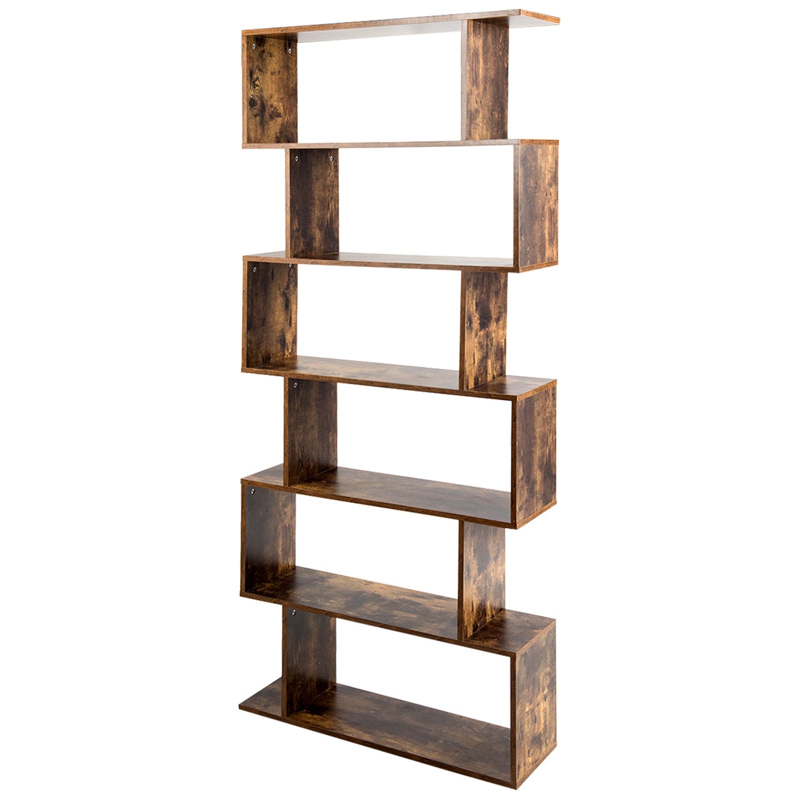 COSTWAY Bücherregal, 1-tlg., S-Form, mit 6 Ebenen