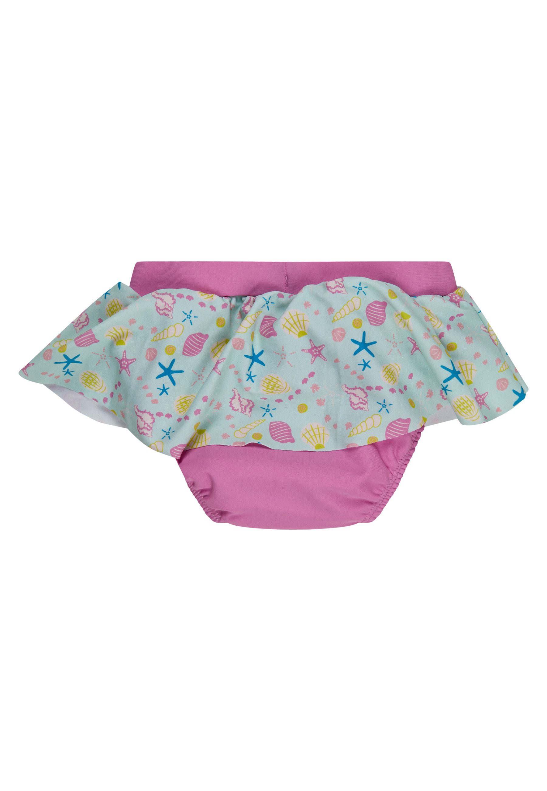 Sterntaler® Badehose UV-Schutz 50+ Badehose Muschel (1-St) Badehose m. Muschel-Volant, Schleife & Kordel, Windeleinsatz bis 86/92