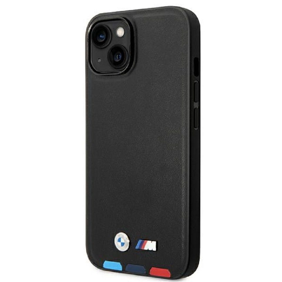 BMW Handyhülle Case iPhone 14 Kunstleder Tricolor schwarz Logo 6,1 Zoll, Kantenschutz