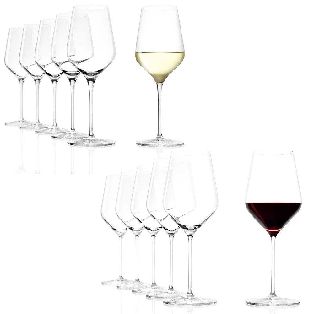 Stölzle Weinglas Stölzle Lausitz Starlight Rotweinkelch/Weißweinkelch 12er Set, Kristallglas