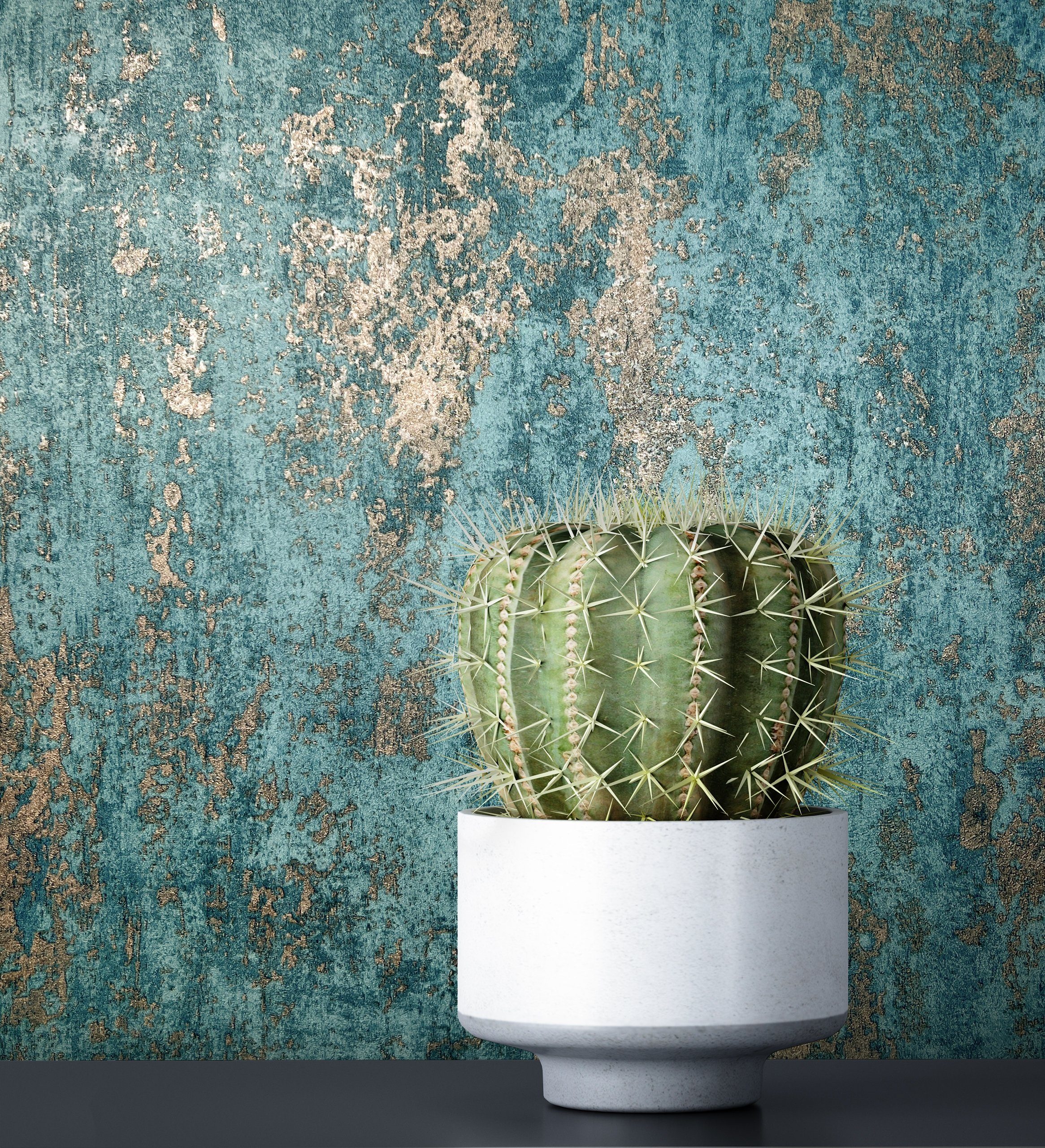 Newroom Vliestapete, Türkis Tapete Industrial Beton günstig online kaufen