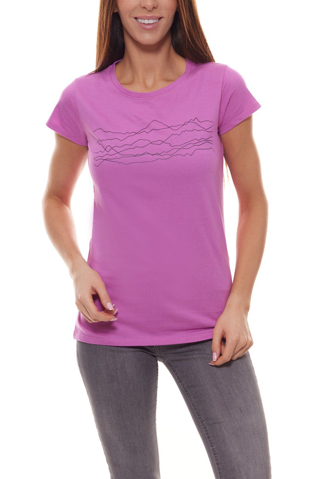 LACD Rundhalsshirt LACD Miracle T-Shirt farbenfrohes Sommer-Shirt T-Shirt für Damen Bio Baumwolle Kurzarm-Shirt Pink
