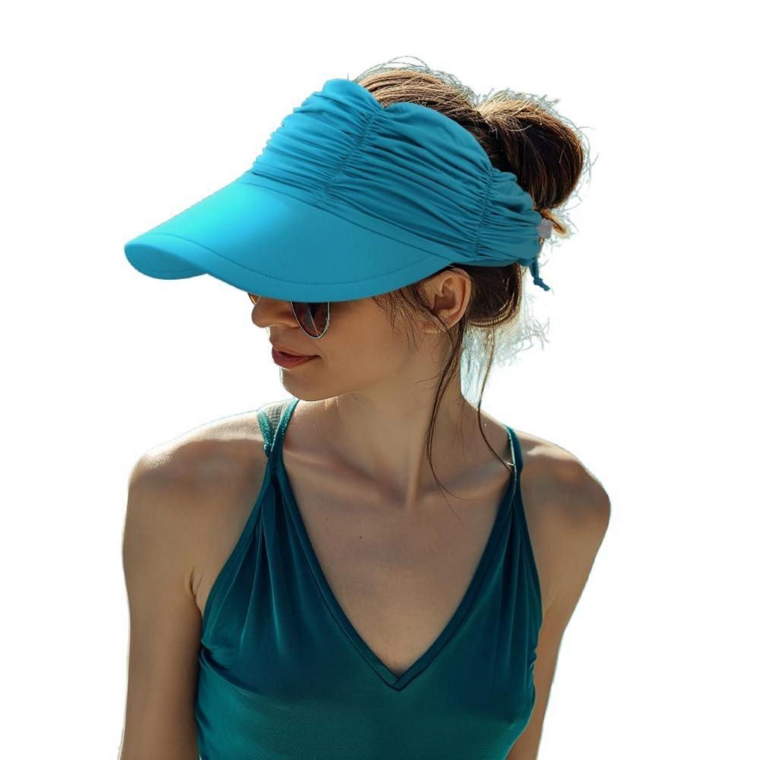 LuxusKollektion Visor Sonnenvisier Damen UV Schutz Sonnenschild Krempe Einheitsgröße Blau