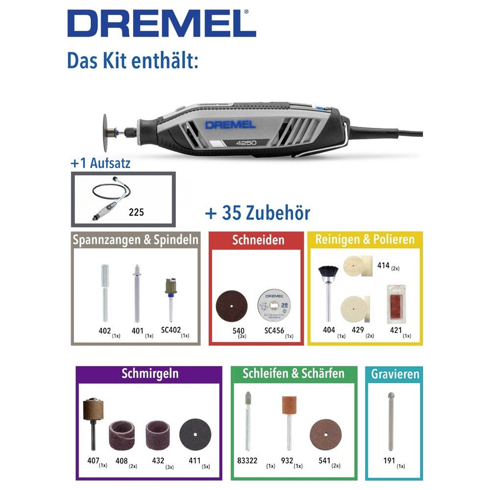 DREMEL Akku-Multifunktionswerkzeug Dremel Weihnachts-Geschenkset Dremel 4250-1/35 Sonderedition F.013.425