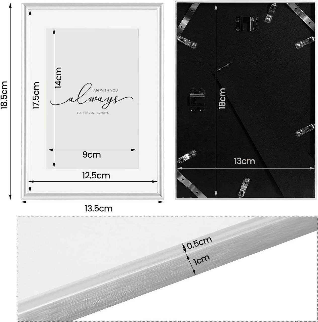 Woltu Bilderrahmen, (2 St), Fotorahmen Aluminium Matt