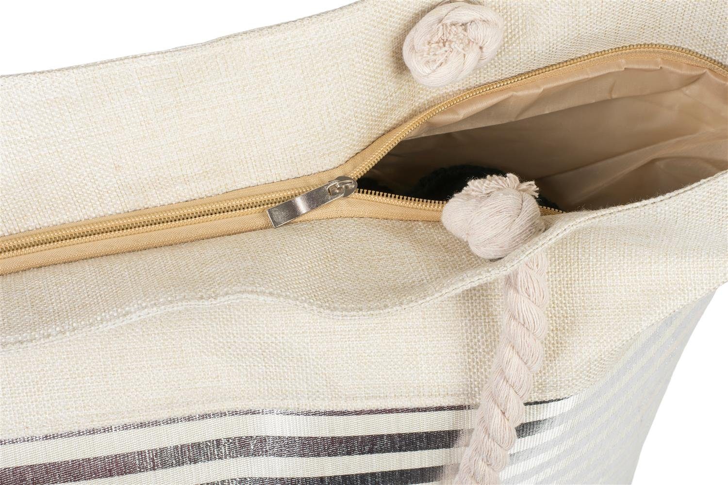 styleBREAKER Strandtasche Strandtasche mit metallic Streifen günstig online kaufen