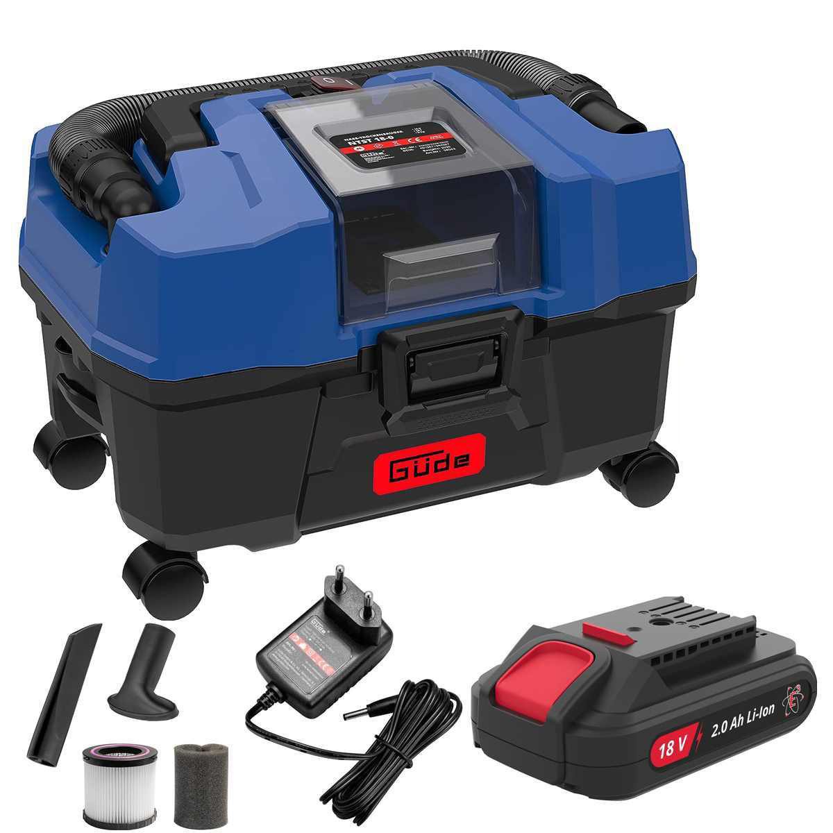 Güde Nass-Trocken-Sauger Nass Trockensauger NTST 18-0 (18V, Akku2.0 Ah und Ladegerät)