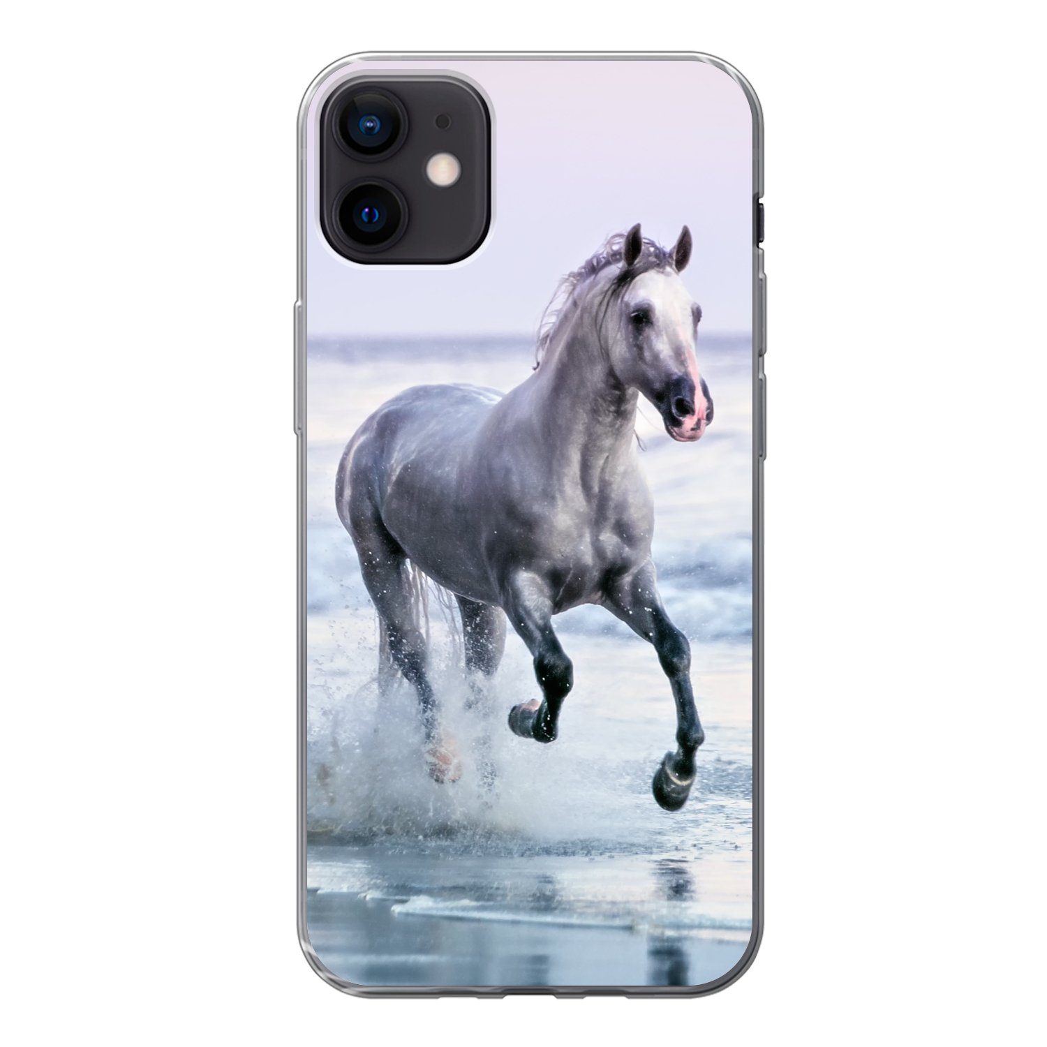 MuchoWow Handyhülle für Apple iPhone 12 Mini Pferd - Meer - Pastell, Smartphone-Bumper, Print, Handy Schutzhülle Dünn