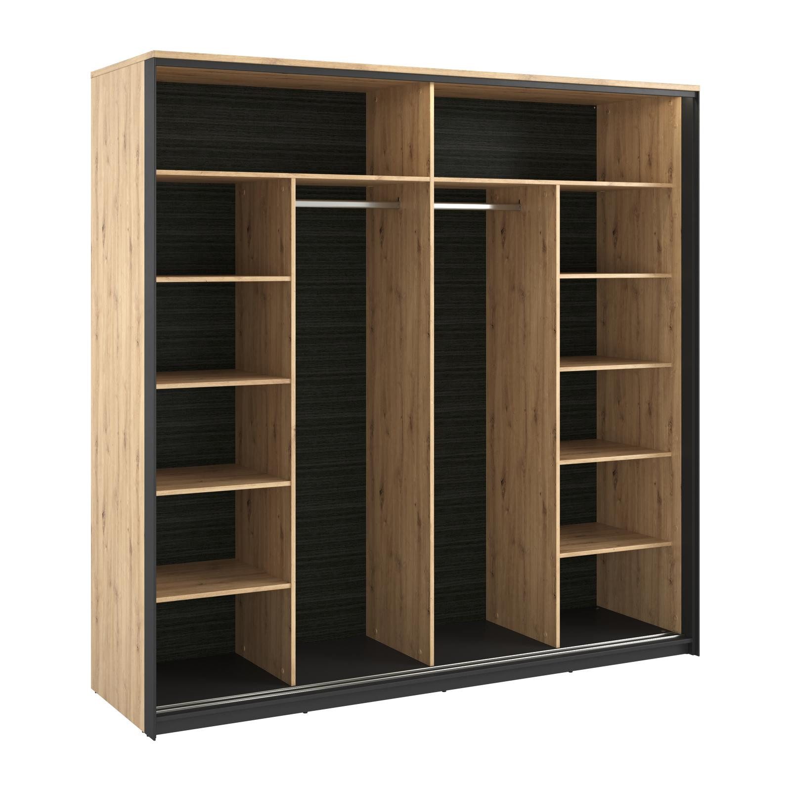 HAUSELEMENT Schiebetürenschrank QUANT QS-01 Kleiderschrank 220 x 221 cm Schrank 2 Schiebetüren Loft