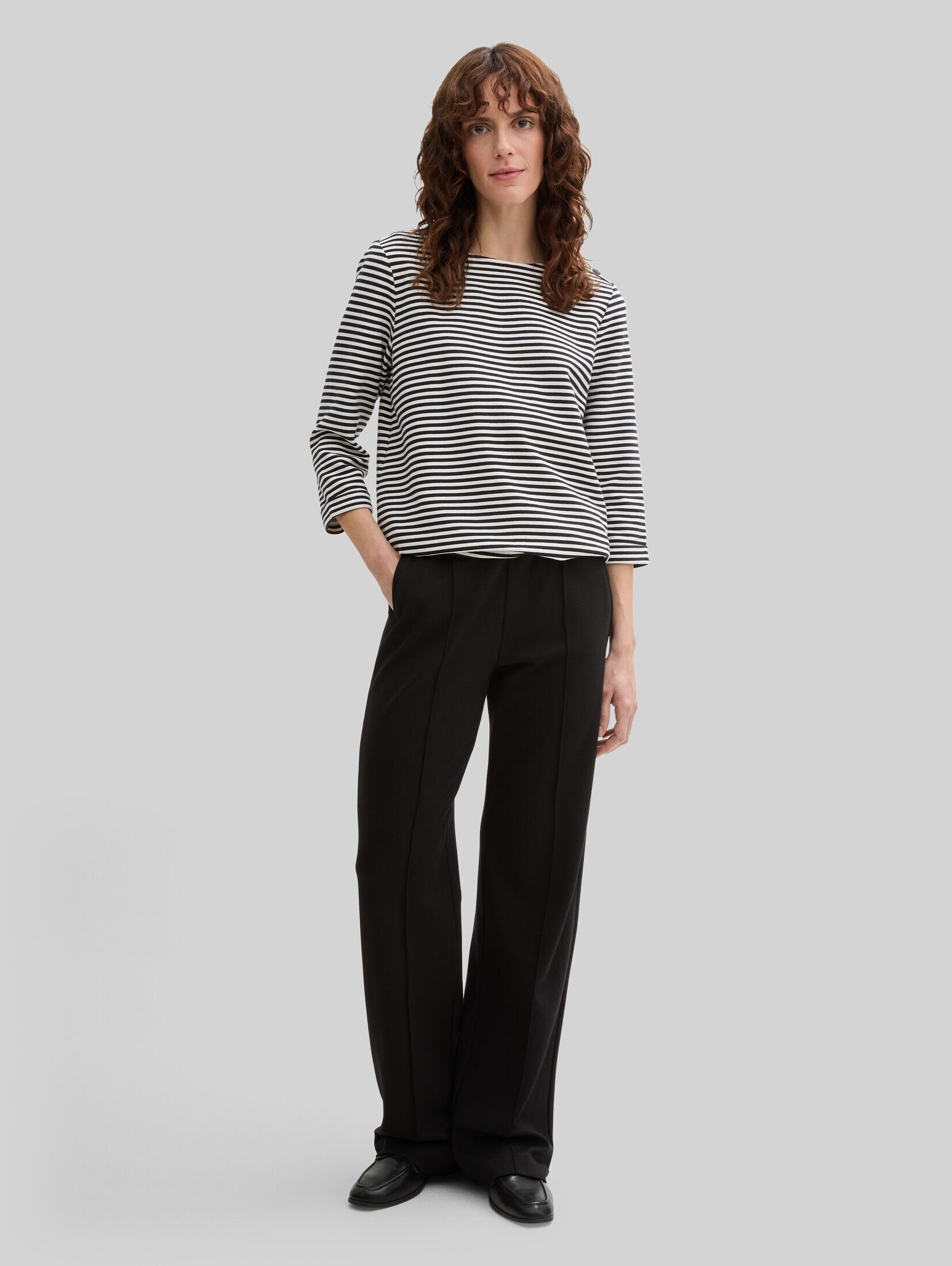 TOM TAILOR 3/4-Arm-Shirt T-Shirt (im Einserpack) Langarmshirt mit Knopf-Details
