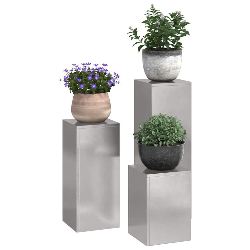 vidaXL Blumenständer Pflanzenständer 3 pcs Silber günstig online kaufen