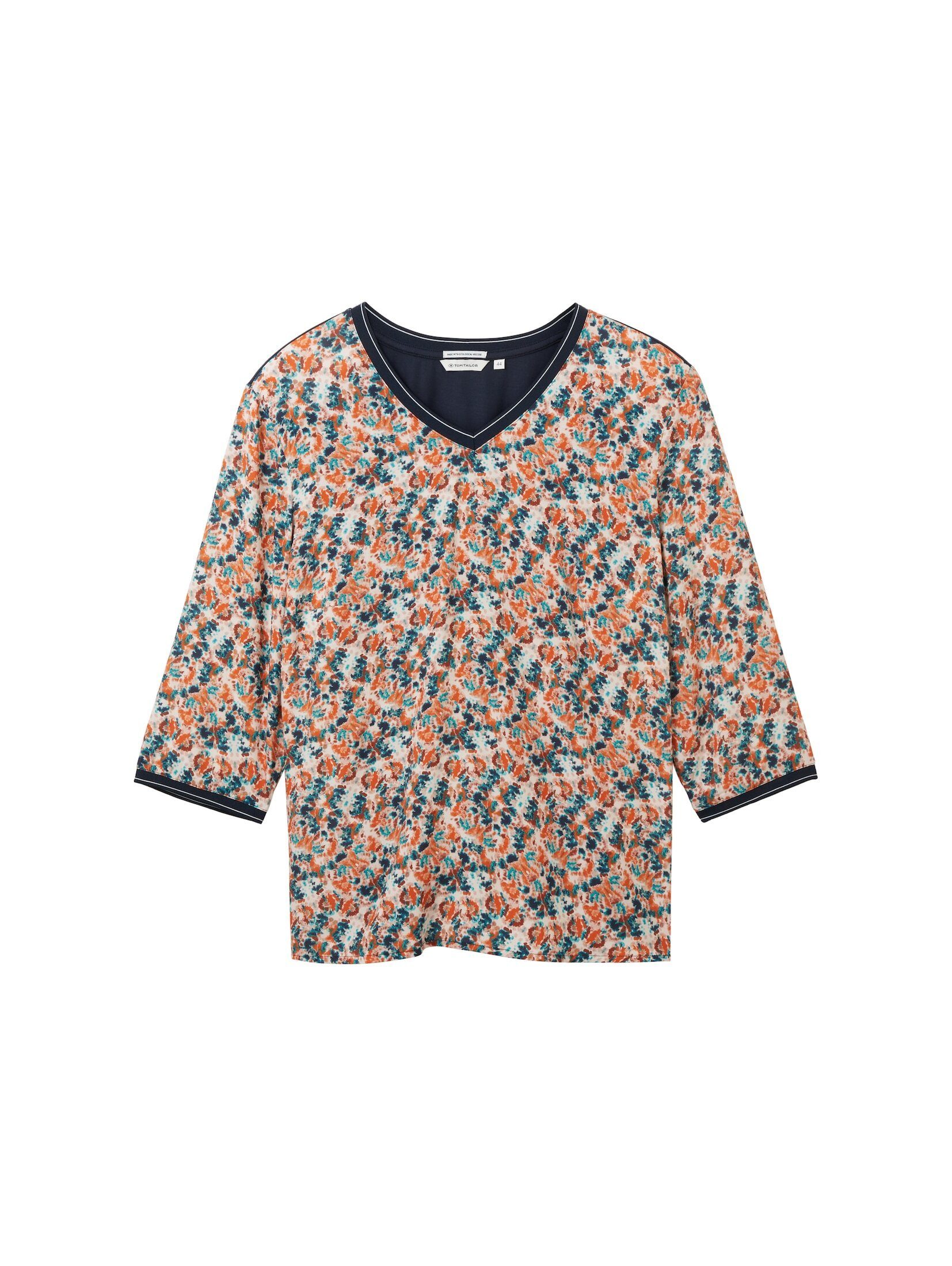 PLUS dye Shirt TAILOR Gemustertes tie TOM floral grey T-Shirt small - Plus