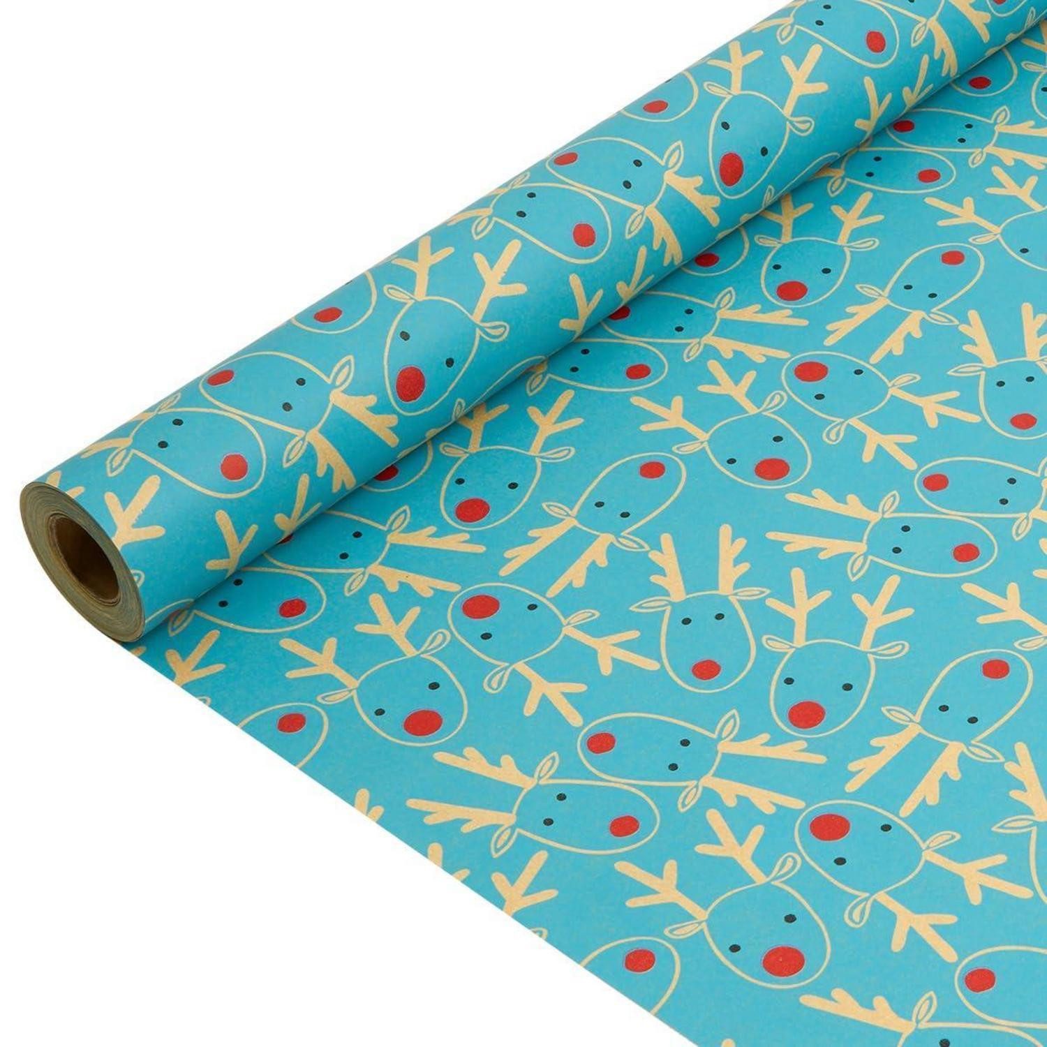 LuxusKollektion Geschenkpapier Geschenkpapier Kraftpapier himmelblau Rentierkopf 43cm, (1St)