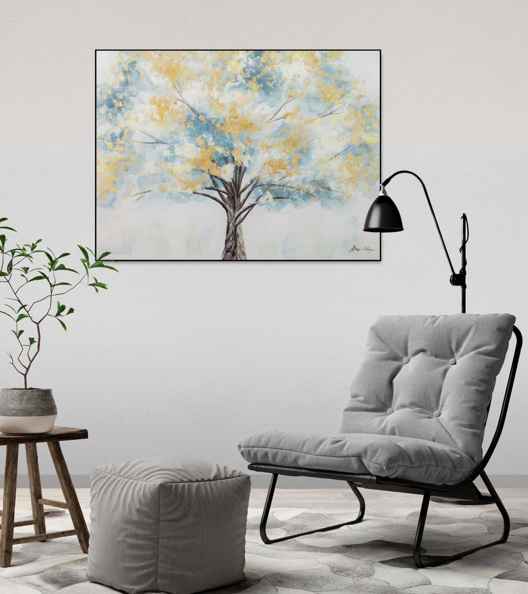 Leinwandbild Blooming HANDGEMALT Gemälde 100% Wohnzimmer Wandbild KUNSTLOFT 100x75 Giant cm,