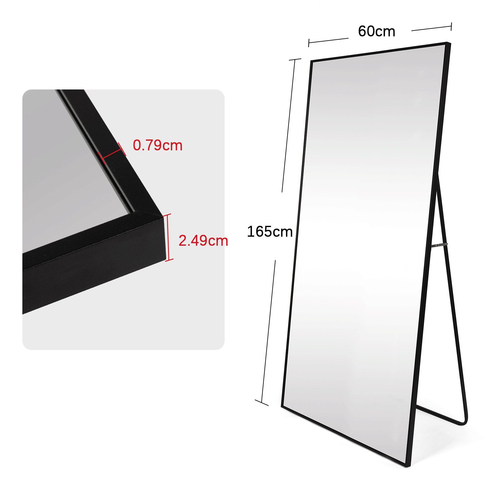 CASSILANDO Ganzkörperspiegel 165x60cm, stehender Spiegel, Standspiegel, günstig online kaufen