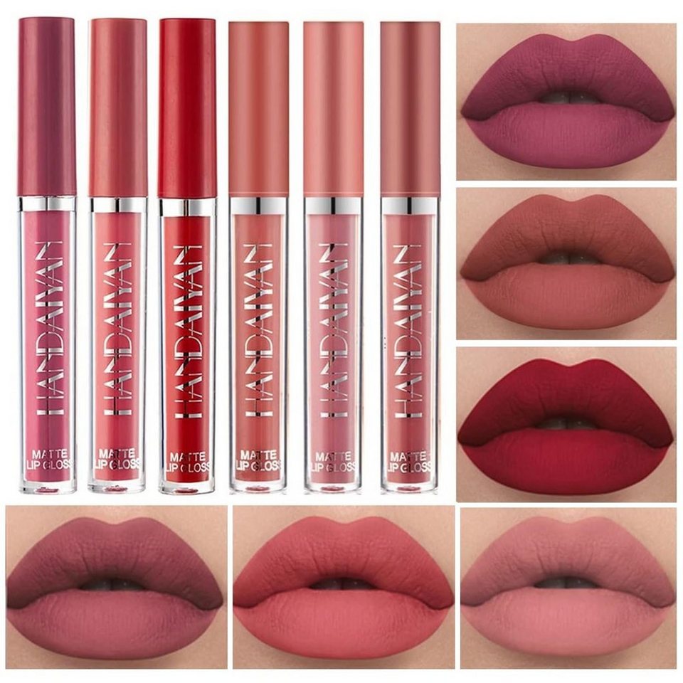 POCHUMIDUU Lippenstift-Set 6 Stück matt flüssiger Lippenstift Set Makeup  Lippenstift, 6-tlg., Natürliche Farbe Makeup Geschenk für Frauen