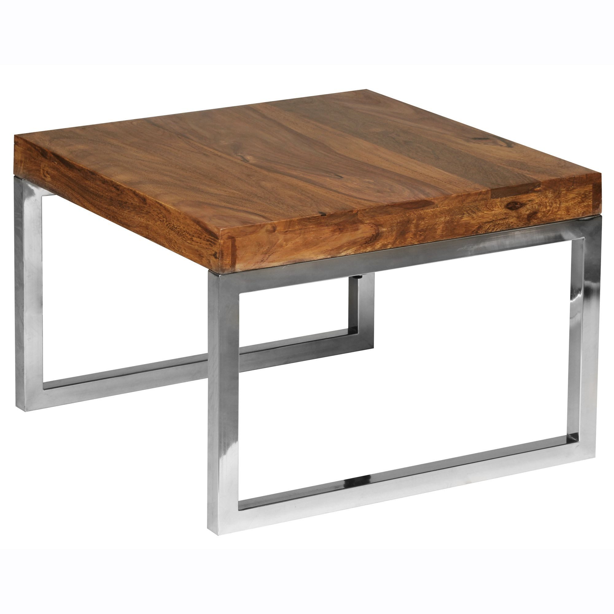 FINEBUY Beistelltisch FB36082 (Massivholz / Chrom günstig online kaufen