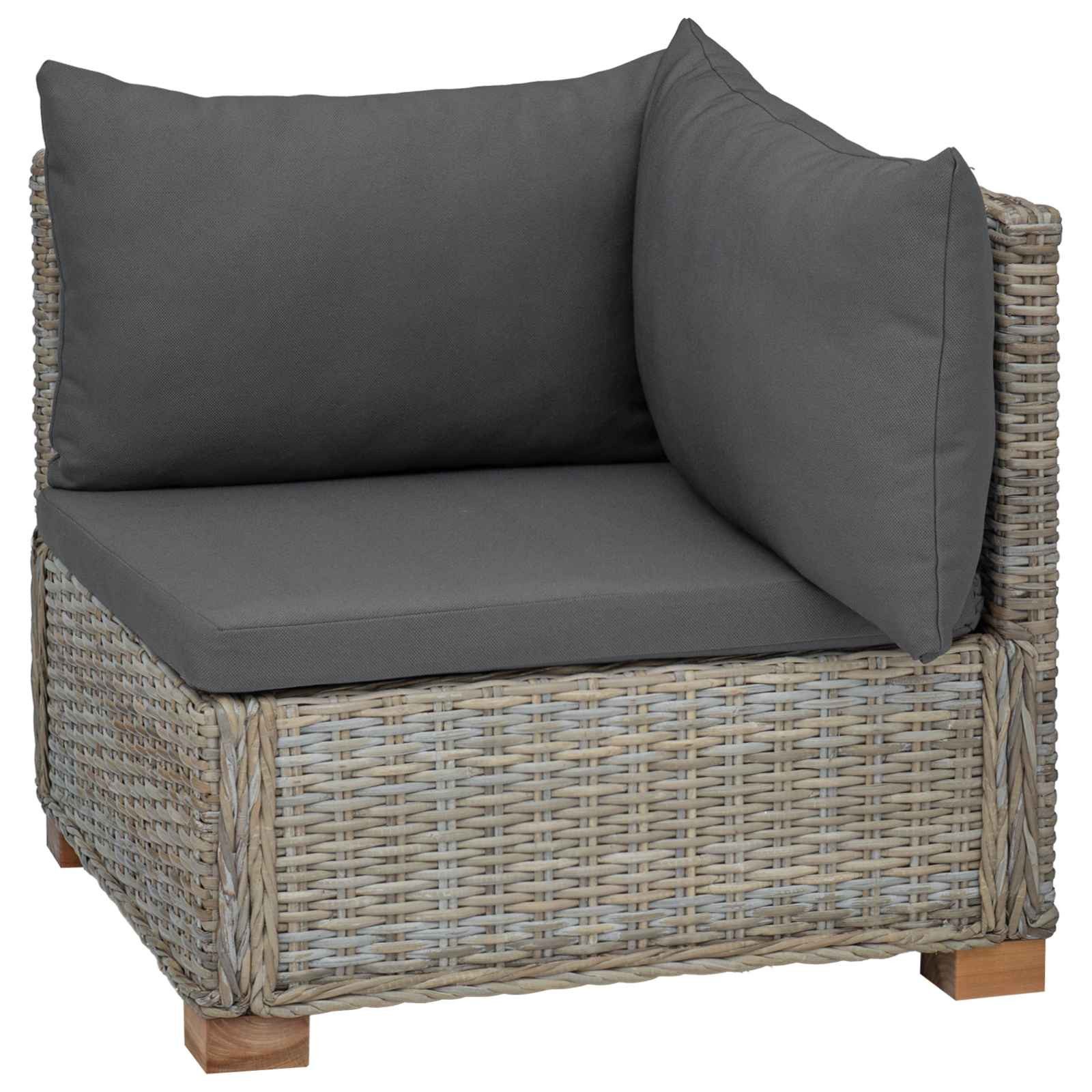 vidaXL Sofaelement Ecksofa mit Kissen GENDT Natürliches Rattan Kubu Grau (1 St)