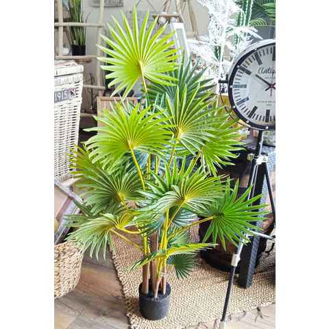 Kunstpalme Grün, Koopman, Höhe 130 cm, Palme, Kunstpflanze, 24 Stränge, Künstlich