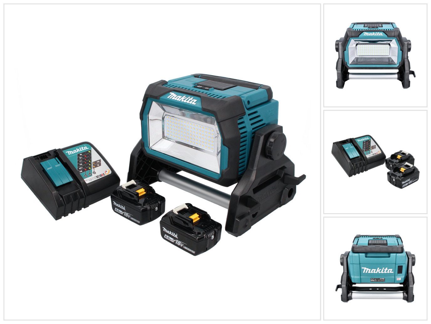 Makita Baustrahler DML 809 RG Akku LED Baustrahler 18 V 10000 lm + 2x Akku 6,0 Ah