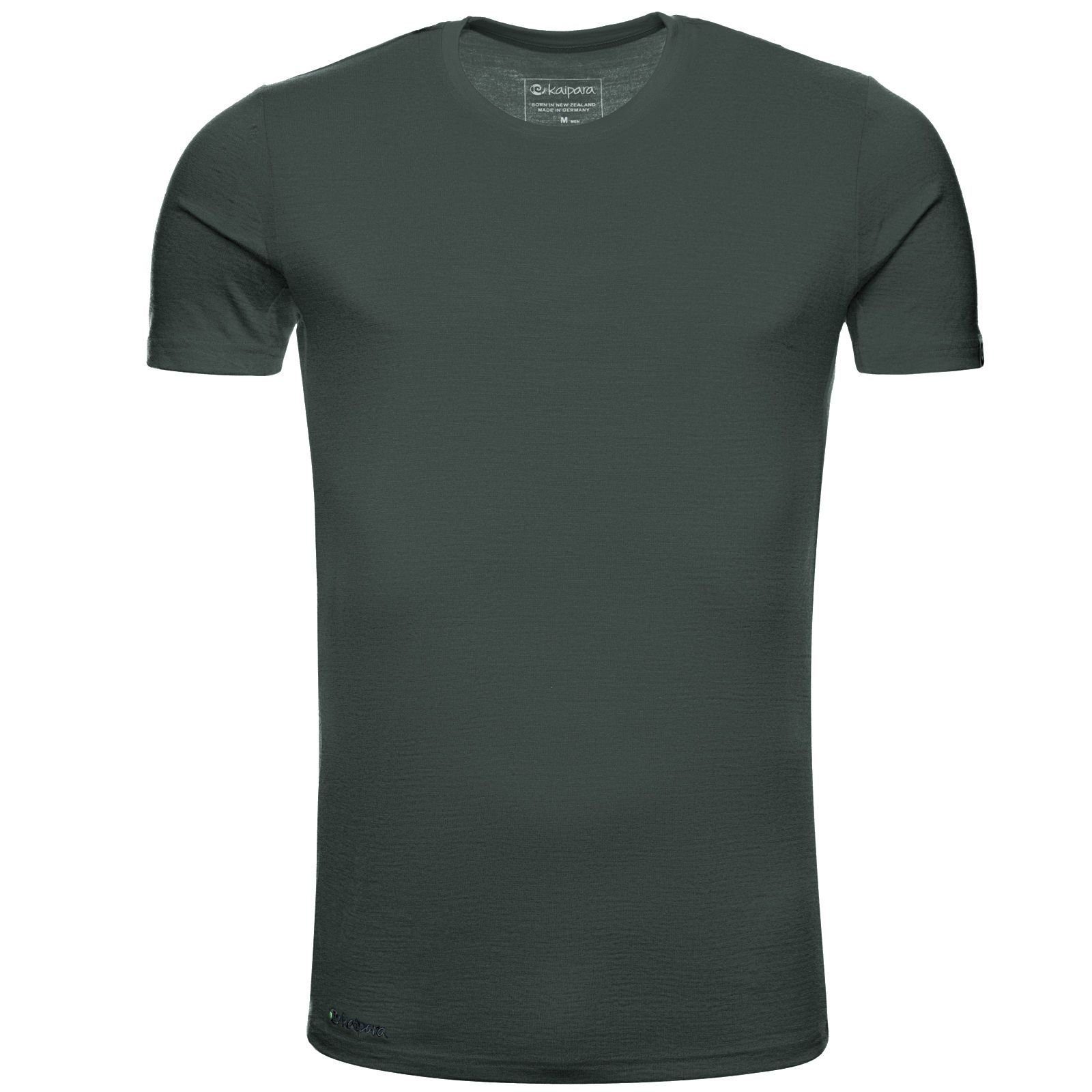 Kaipara - Merino Sportswear Rundhalsshirt Merino Shirt Herren Kurzarm Slimfit 200 (1-tlg) aus reiner Merinowolle Made in Germany Forest