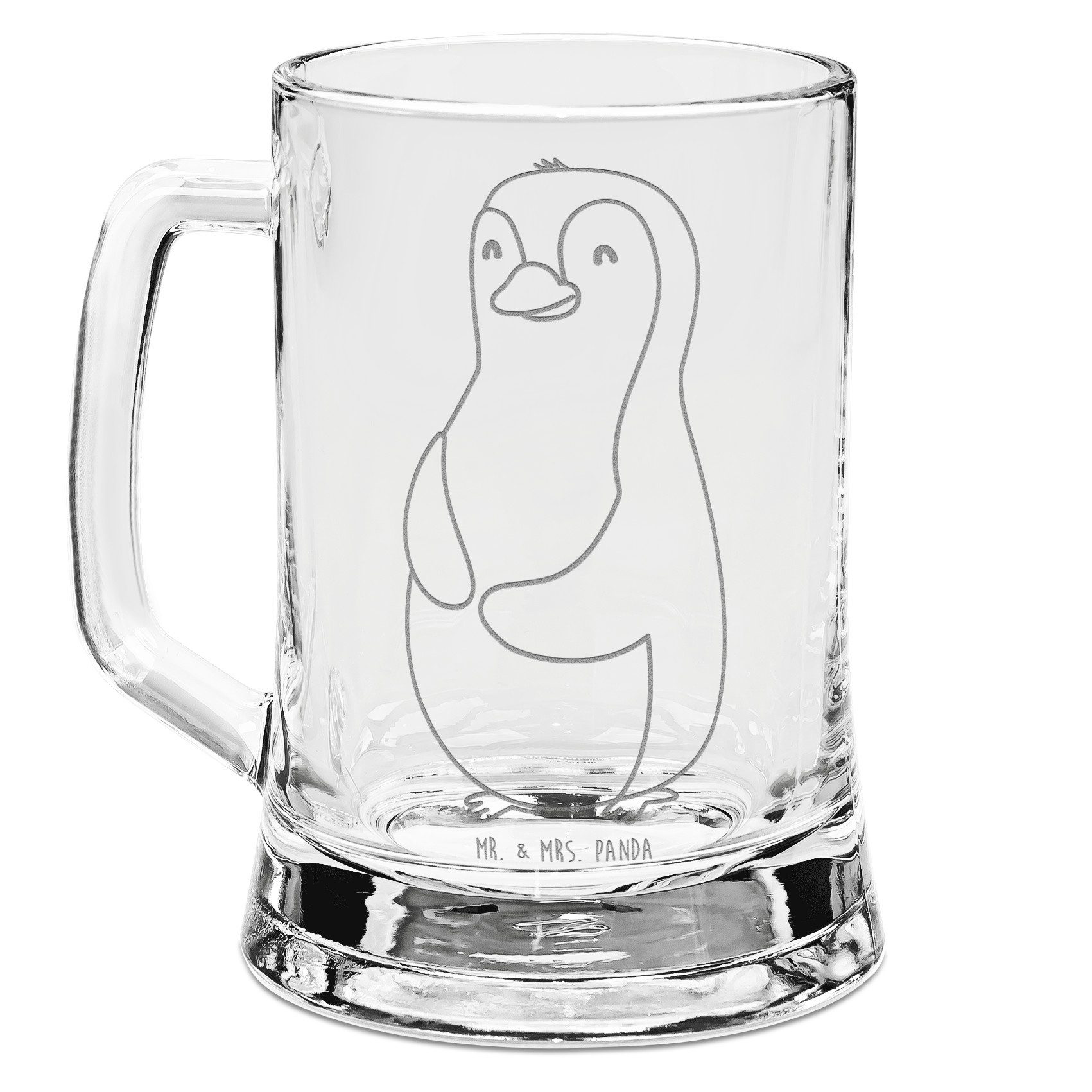 Mr. & Mrs. Panda Bierkrug Pinguin Diät - Transparent - Geschenk, Gewicht, Körperliebe, Bierkrug, Premium Glas, Lasergravur