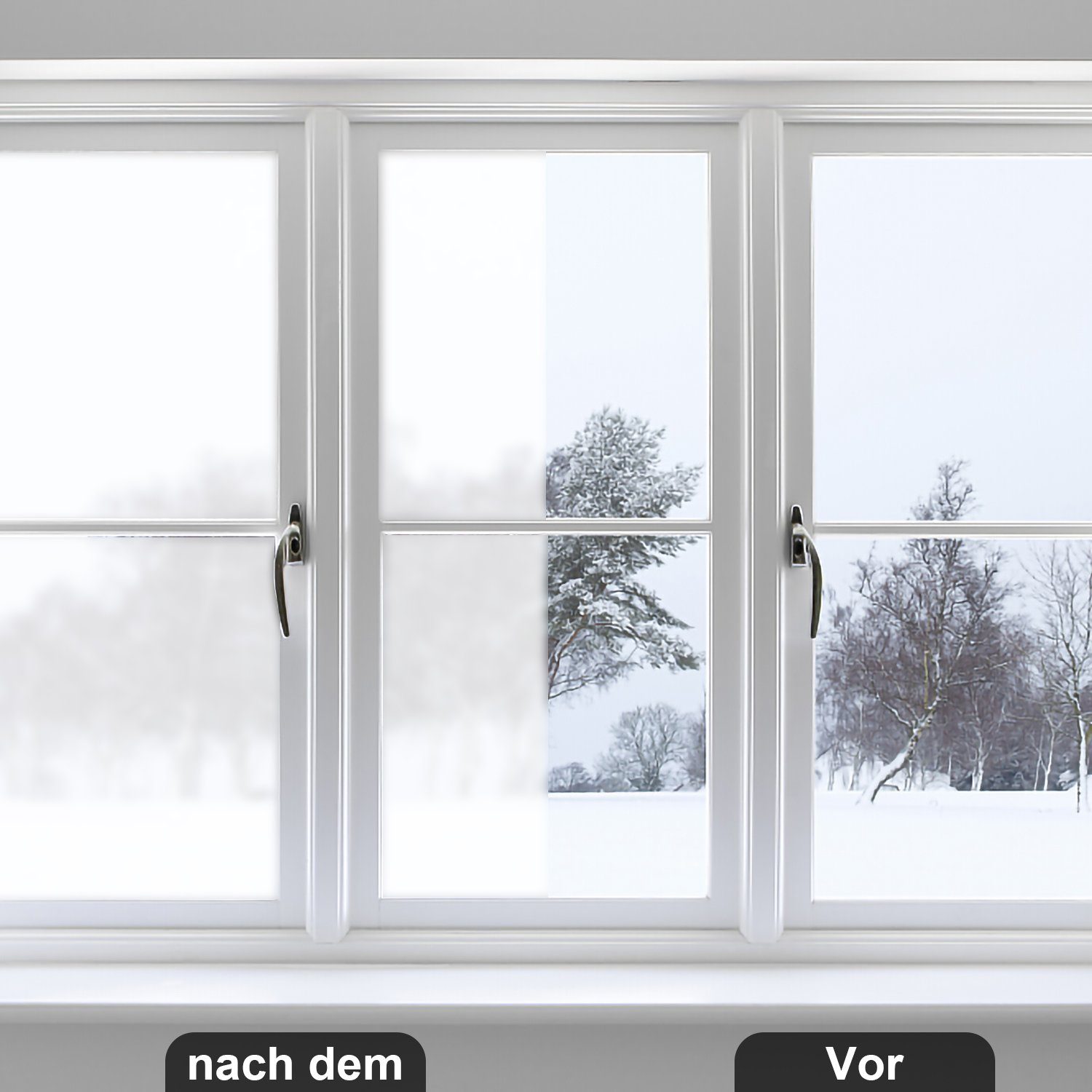 Spiegelfolie Fensterfolie Sonnenschut, Fensterfolie Selbstklebender Sichtschutzfolie Lospitch Mattweiß