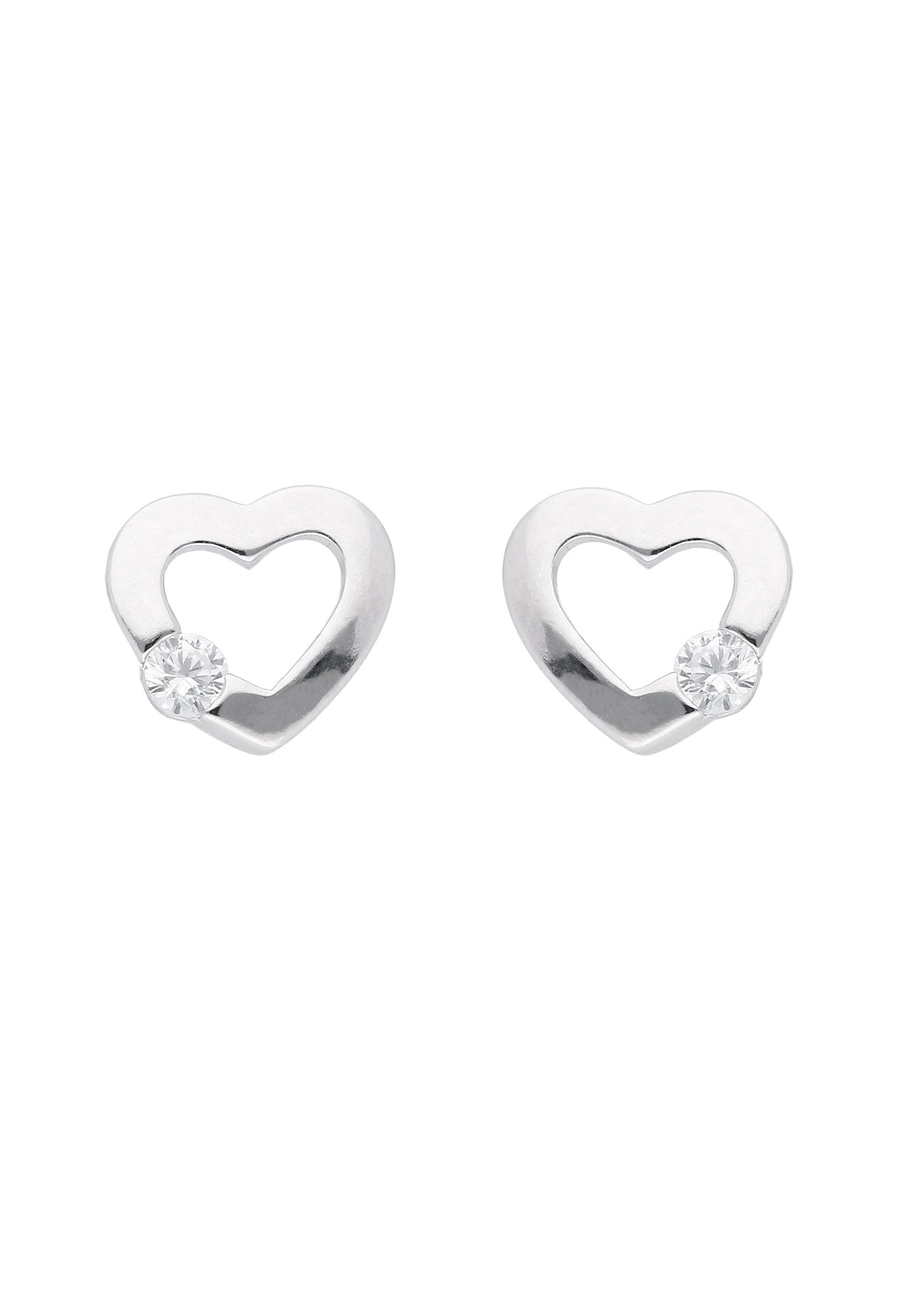 Adelia´s Paar Ohrhänger 925 mit Damen, mit Herz Zirkonia mit vom Ohrringe Schmuck Zirkonia, Tradition jähriger 70 für Silber Silberschmuck Ohrstecker Hersteller