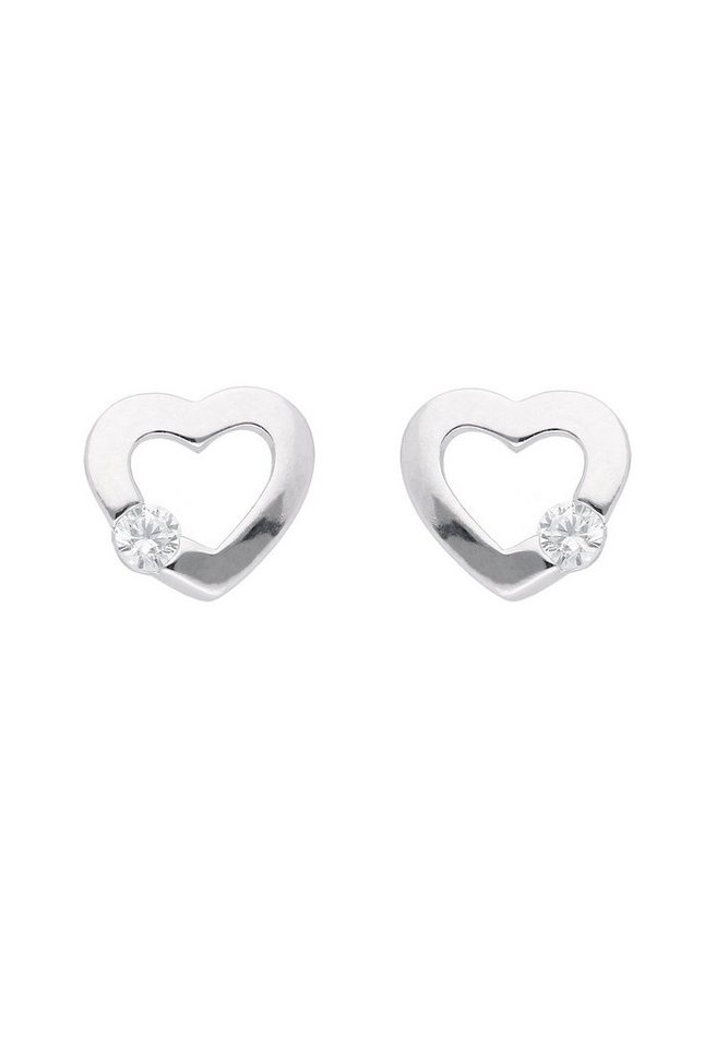 Adelia´s Paar Ohrhänger 925 Silber Ohrringe Ohrstecker Herz mit Zirkonia,  mit Zirkonia Silberschmuck für Damen, Schmuck vom Hersteller mit 70  jähriger Tradition