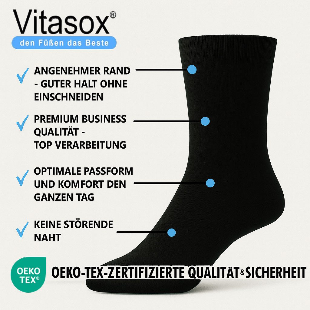 Vitasox Businesssocken Herren Businesssocken 12 Paar - komfortabel und elegant (12-Paar) nahtfrei und atmungsaktiv