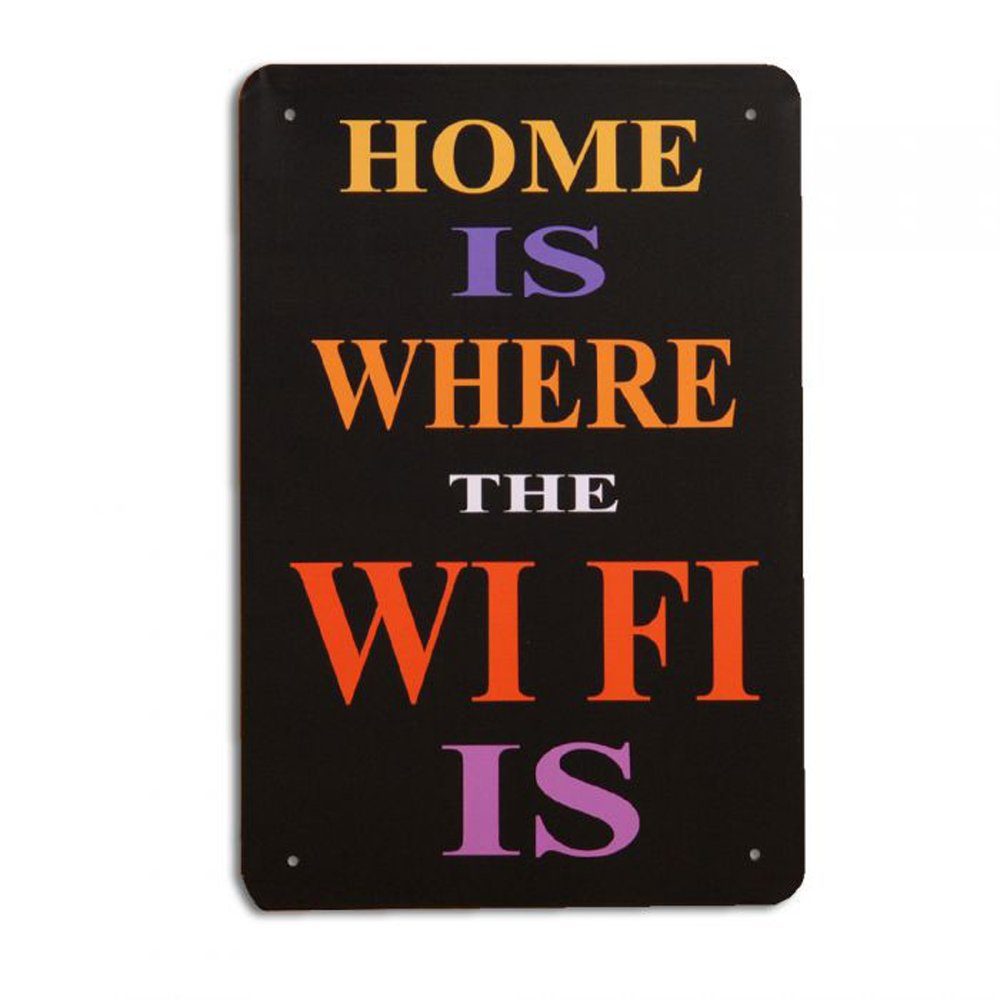 LebensWohnArt Metallbild Metallschild WI FI Vintage Schild im Retro-Design